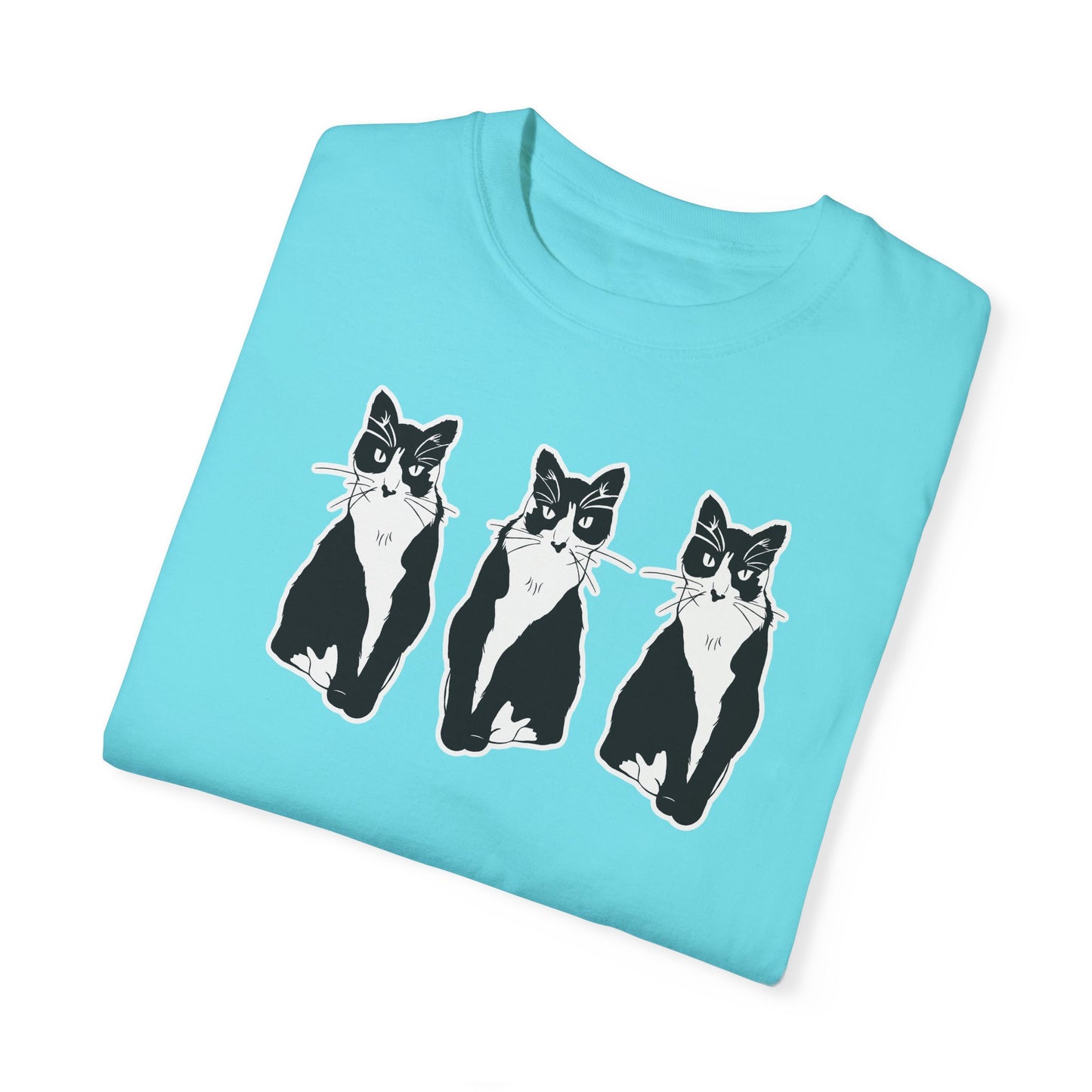 Cat x3 Tee (Sticker Style Cat) - Cat Drawing Shirt