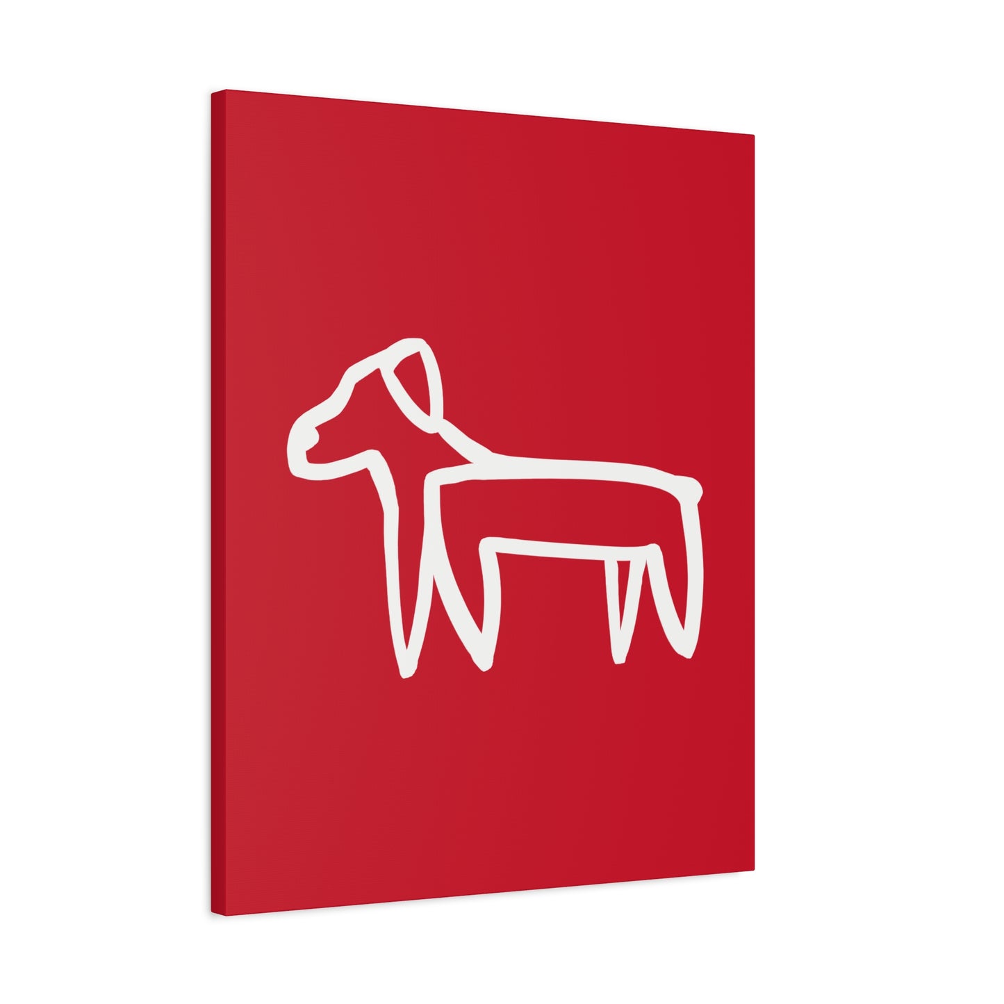 Dog Canvas Print on Red (Transparent Style White Dog) - Dog Art Print