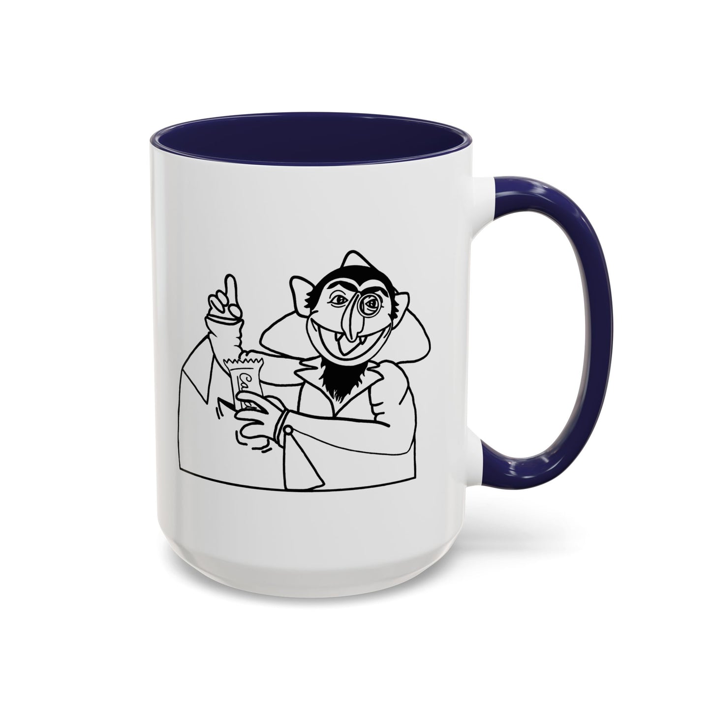 The Count Stealing Candy Outline Accent Mug - Sesame Street The Count Parody Coffee Mug