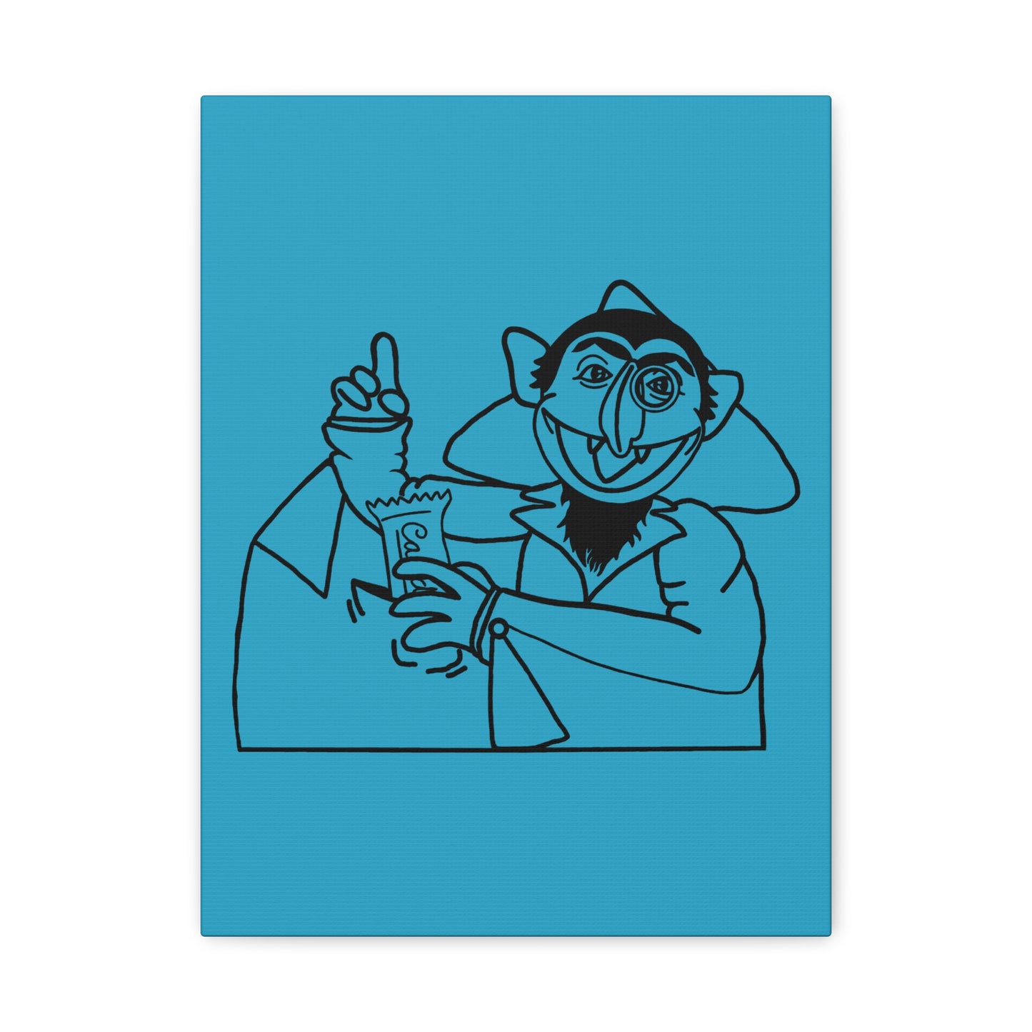 The Count Stealing Candy Outline Canvas Print Turquoise - Sesame Street The Count Art Print