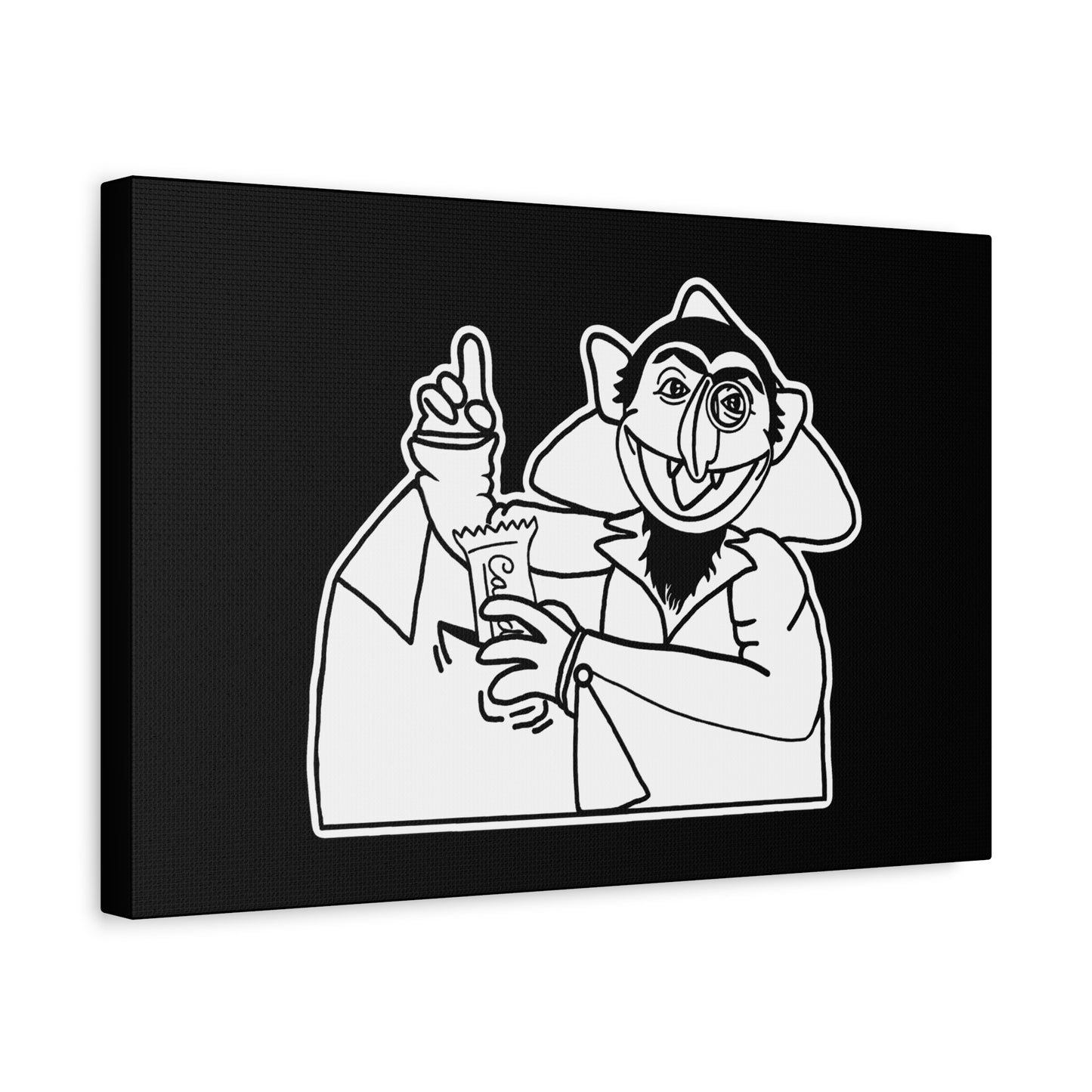 The Count Stealing Candy Outline Canvas Print Black - Sesame Street The Count Parody Canvas Art