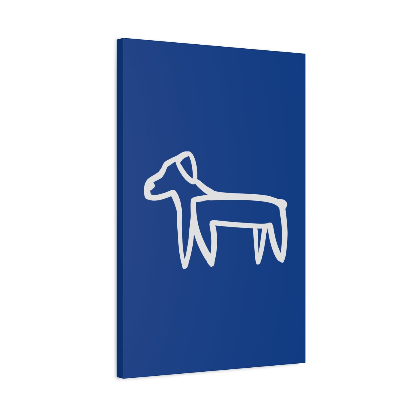 Dog Canvas Print on Blue (Transparent Style White Dog) - Dog Art Print