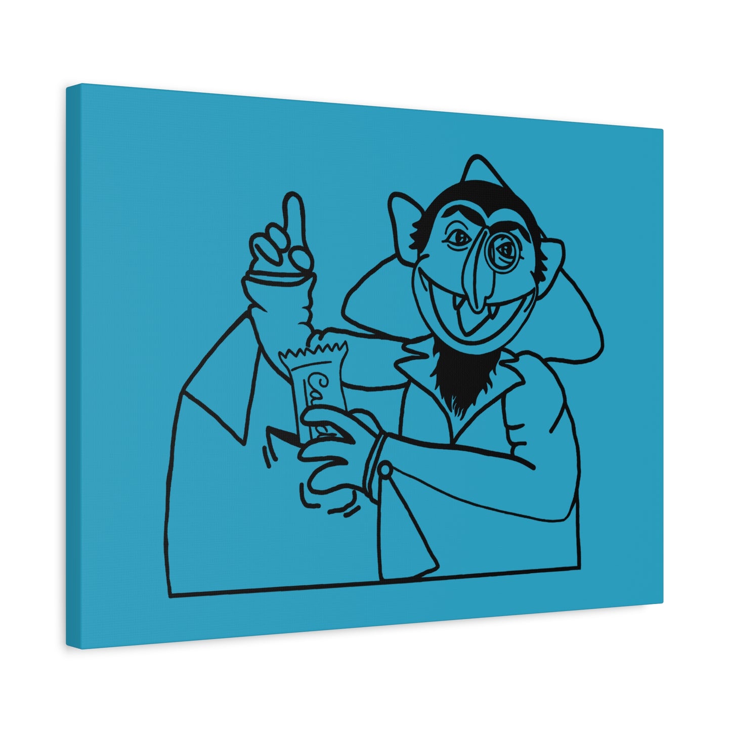 The Count Stealing Candy Outline Canvas Print Turquoise - Sesame Street The Count Art Print