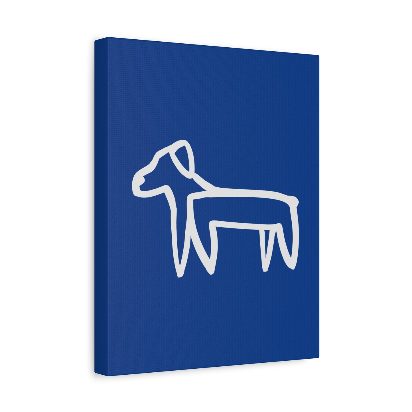 Dog Canvas Print on Blue (Transparent Style White Dog) - Dog Art Print