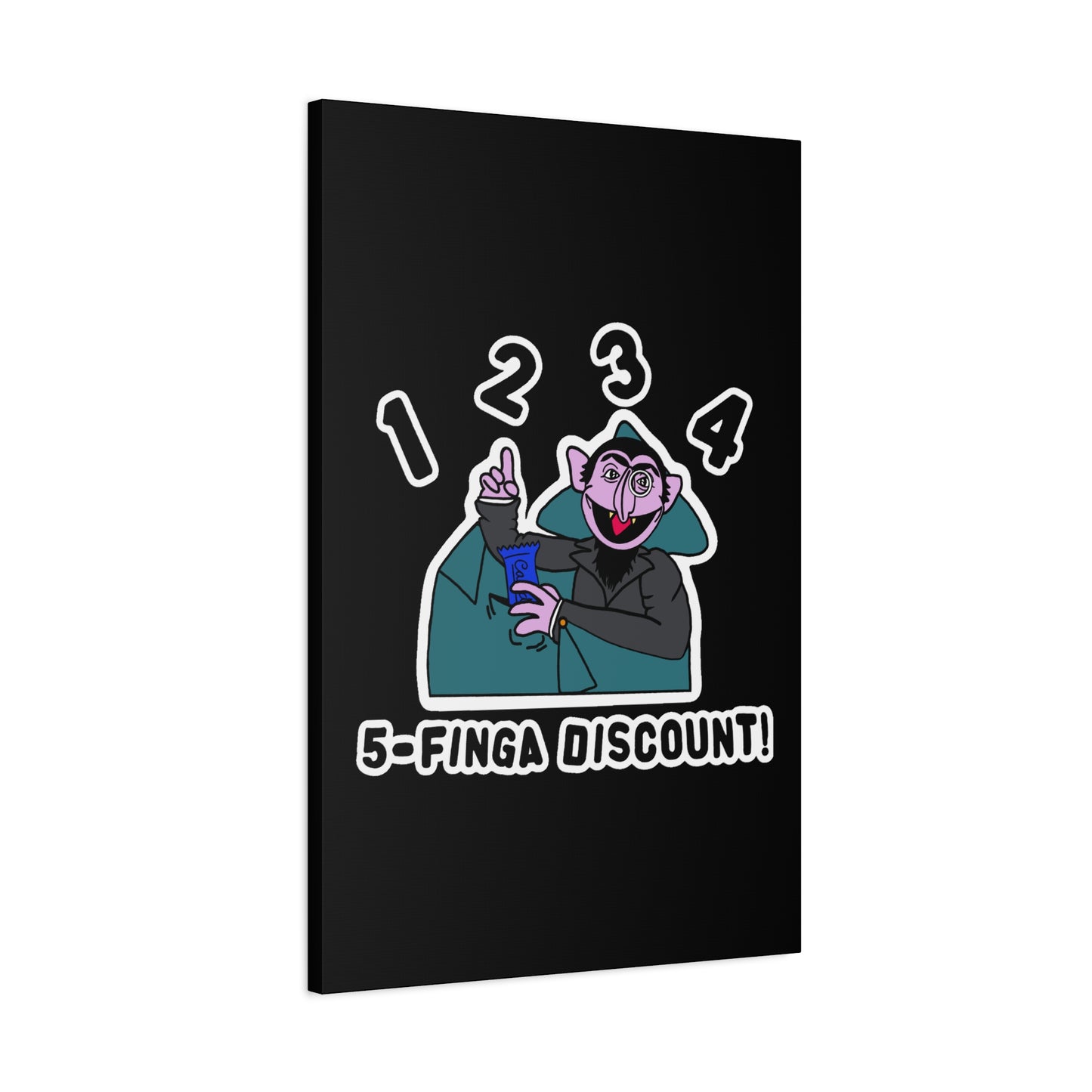 Five Finger Discount Canvas Print Black - Sesame Street The Count Parody Art Print