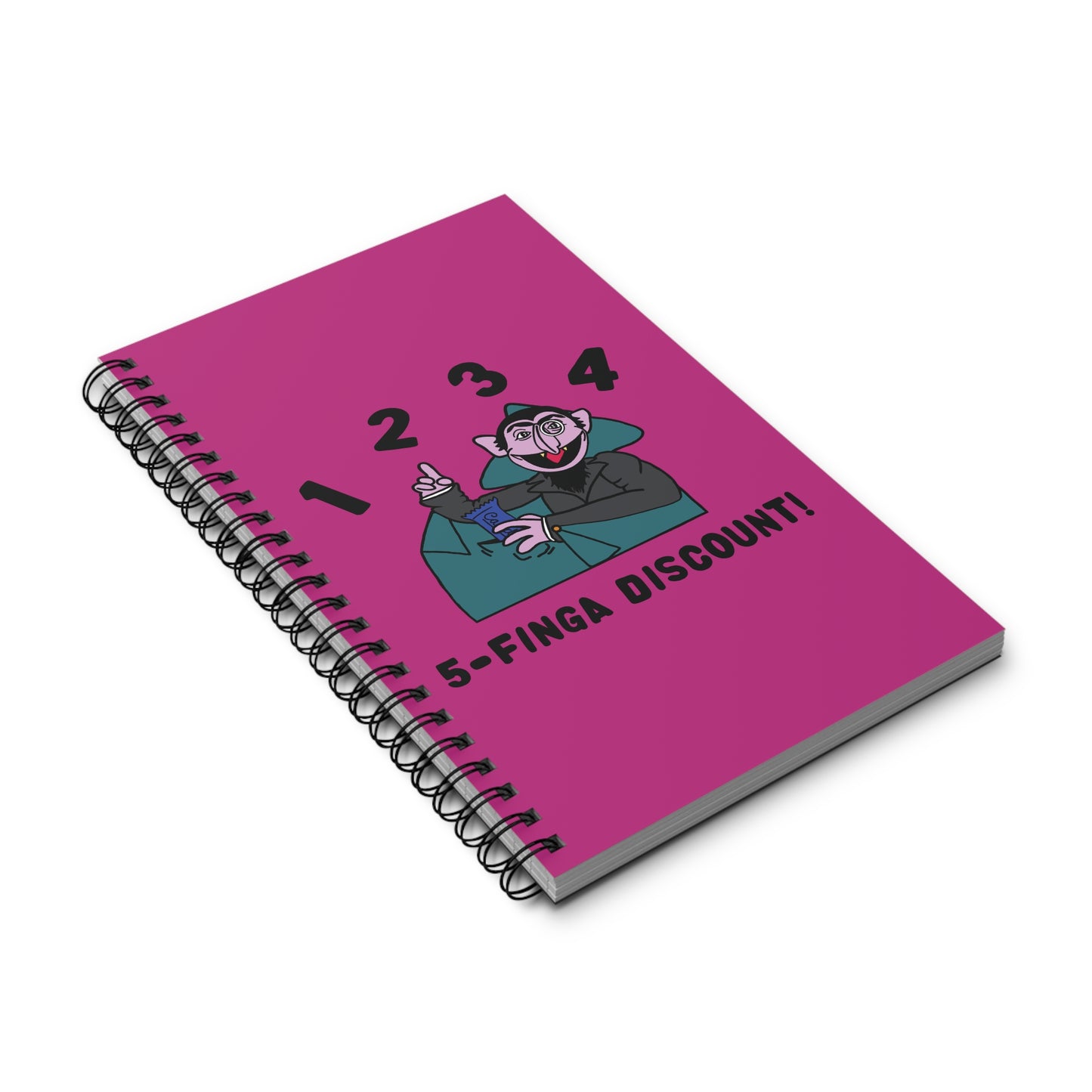 Five Finger Discount Notebook Pink - Sesame Street The Count Parody Notebook