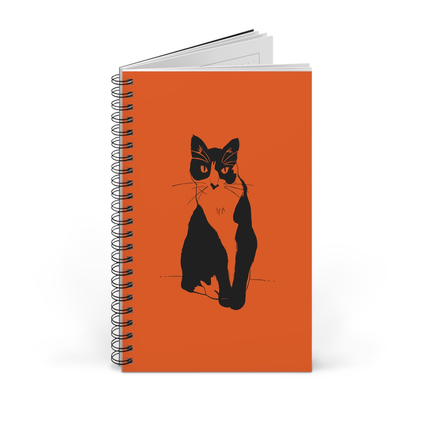 Cat Notebook in Orange (Transparent Style Cat) - Cat Journal Cat Drawing Spiral Notebook