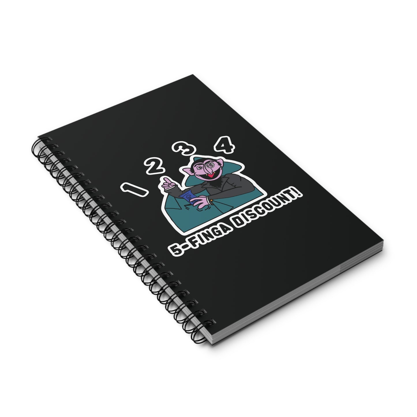 Five Finger Discount Notebook Black - Sesame Street The Count Parody Spiral Notebook