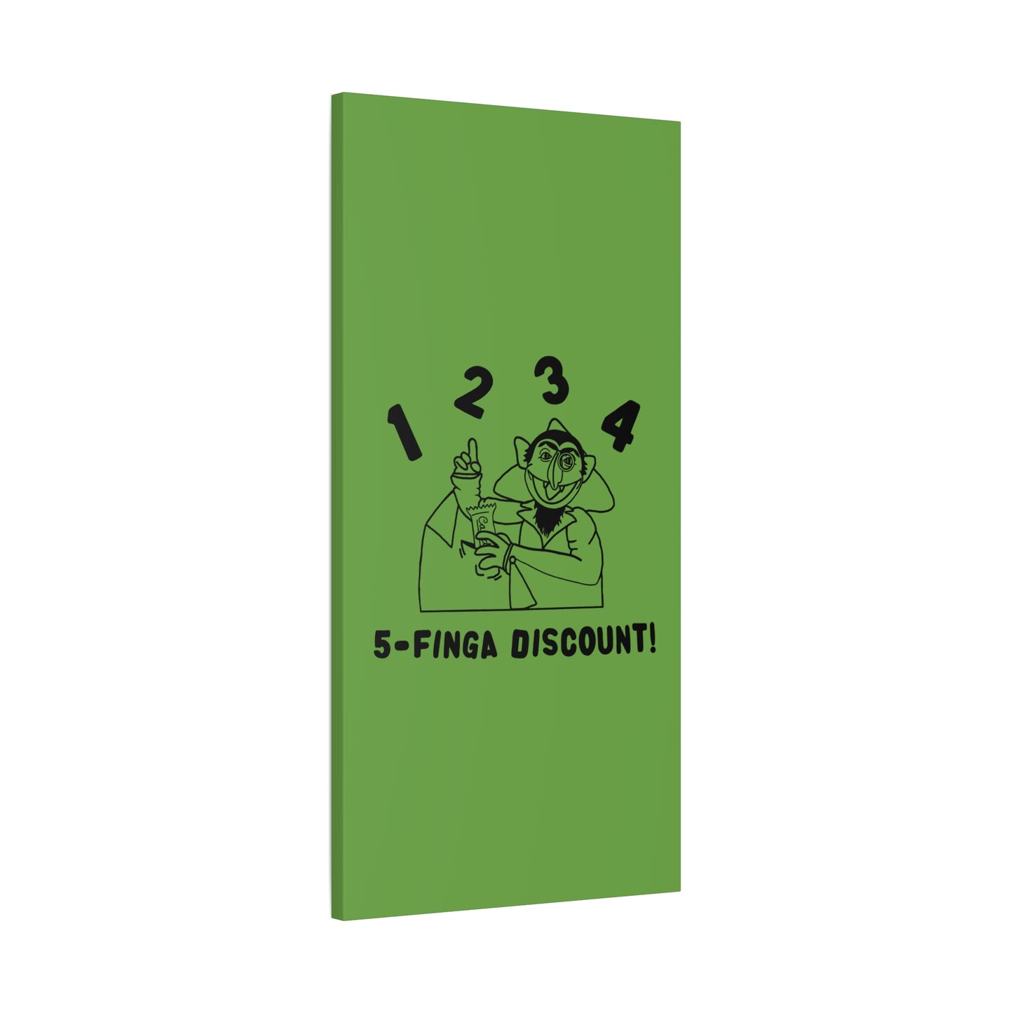Five Finger Discount Outline Canvas Print Green - Sesame Street The Count Parody Art Print