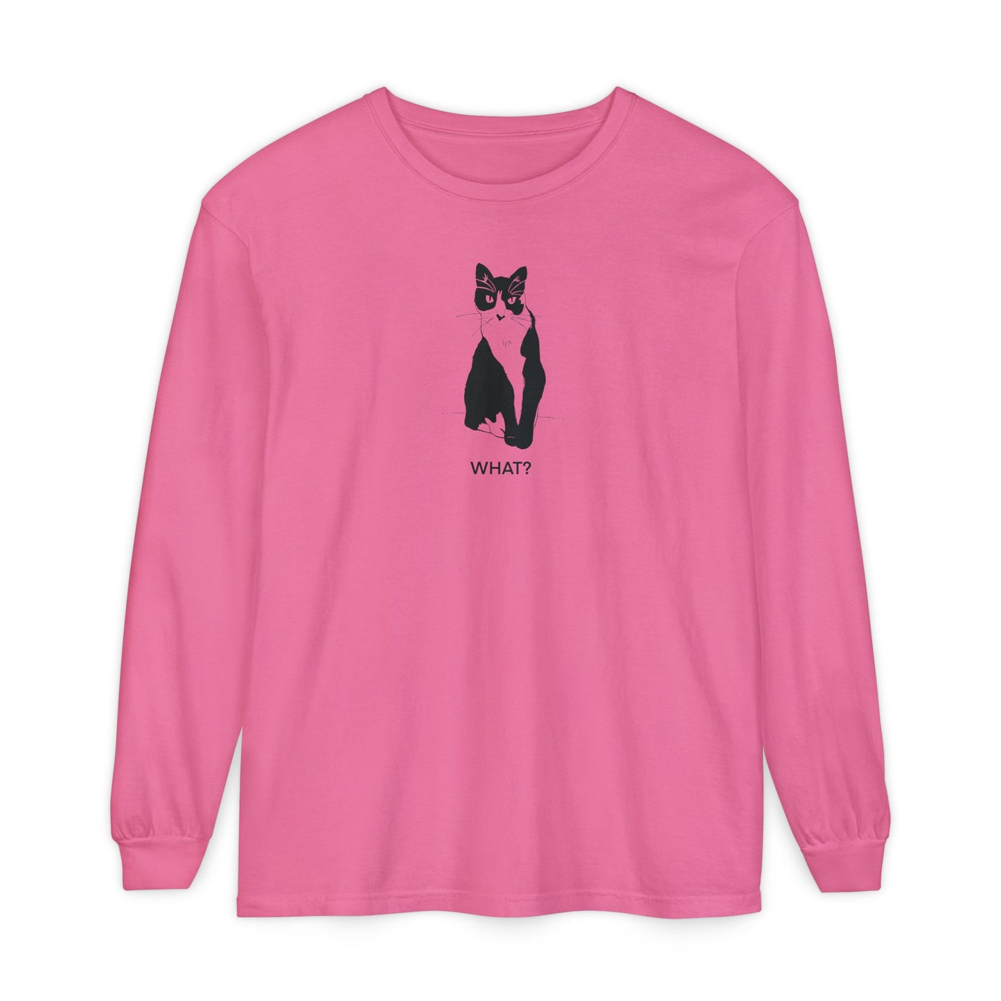 Cattitude Long Sleeve Tee (Transparent Style Cat) - Cat What Shirt