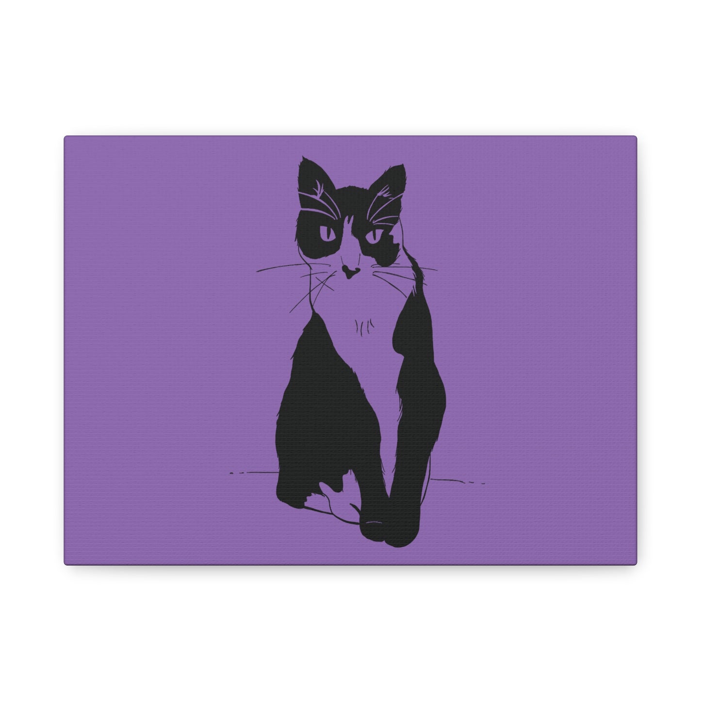 Cat Canvas Print on Purple (Transparent Style Cat) - Cat Drawing Art