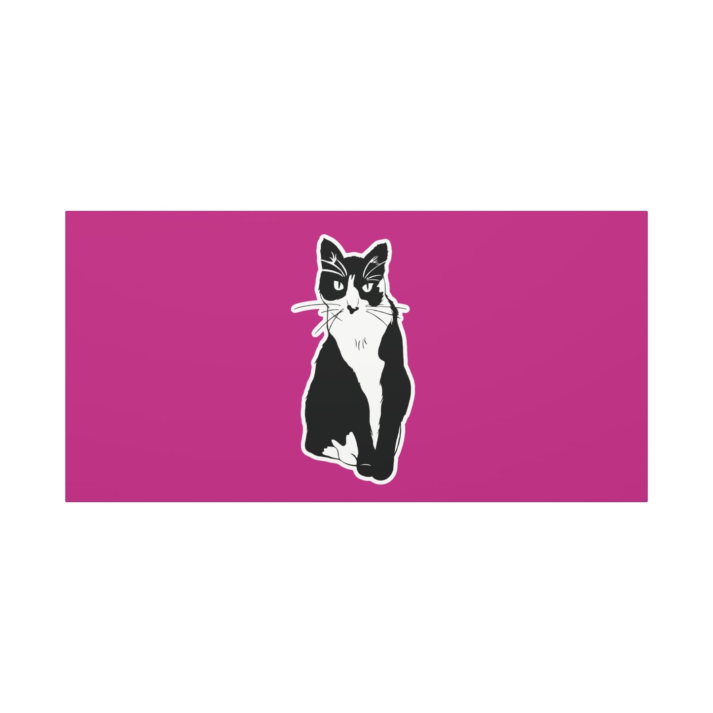 Cat Canvas on Pink (Sticker Style Cat) - Cat Drawing Art