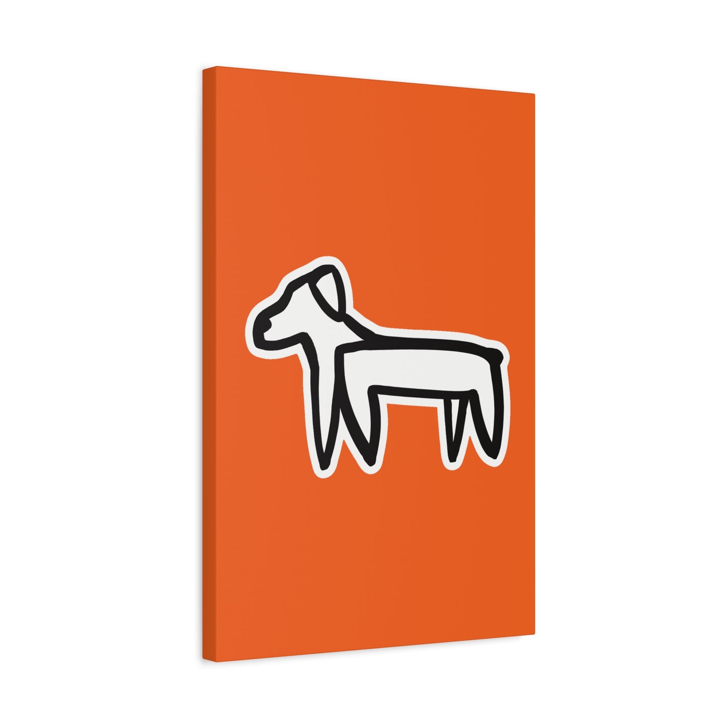Dog Canvas Print on Orange (Sticker Style White Dog) - Dog Art Print