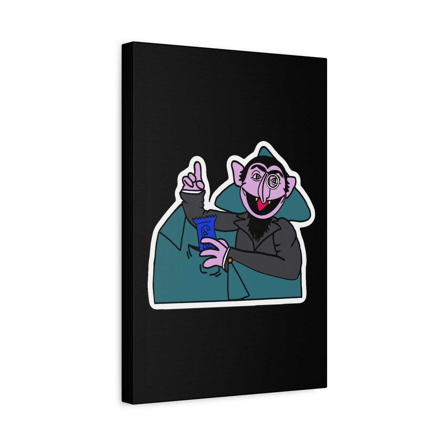 The Count Stealing Candy Canvas Print Black - Sesame Street The Count Parody Art