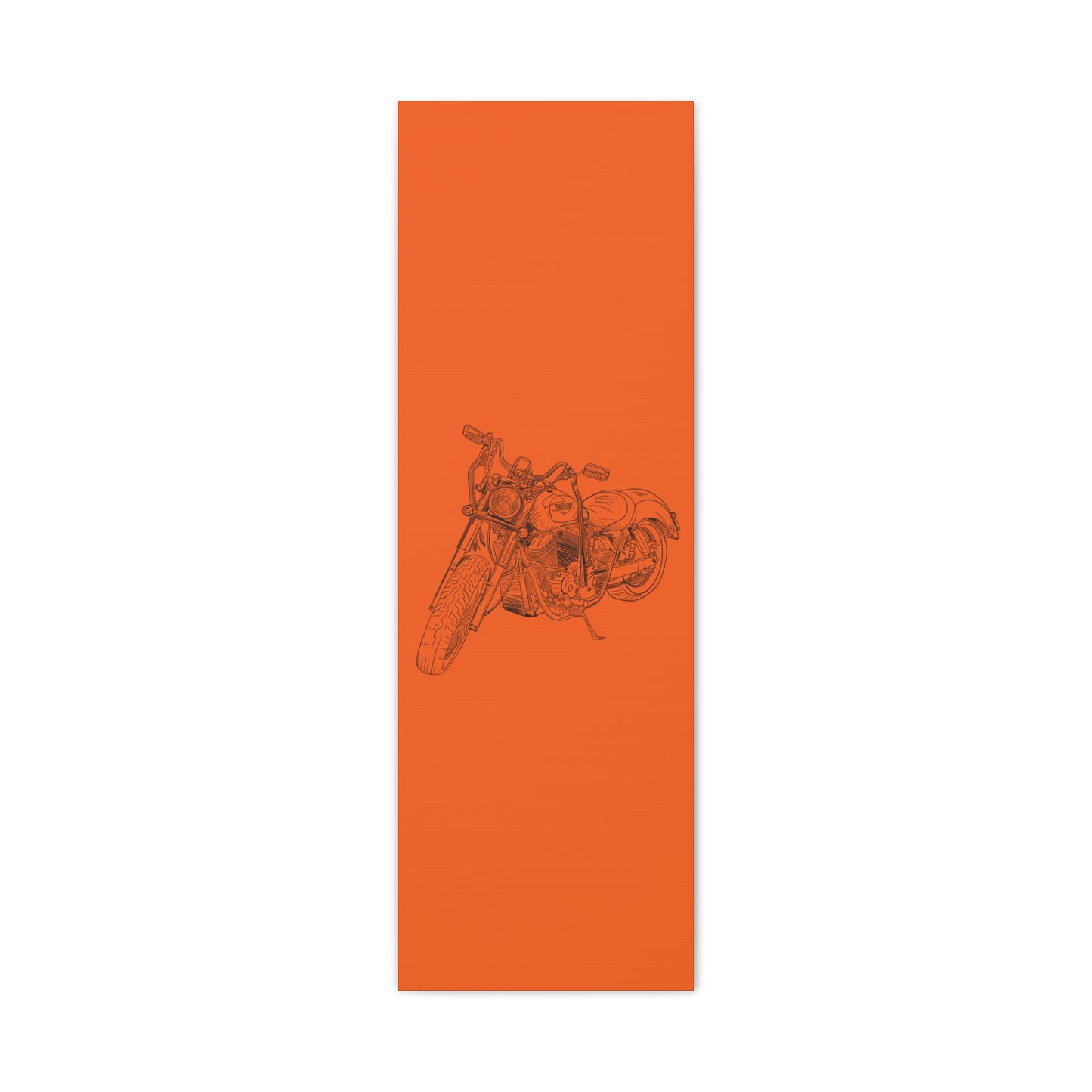 Ride Me Harley Motorcycle Sketch Canvas Print - Black Ink on Orange Background