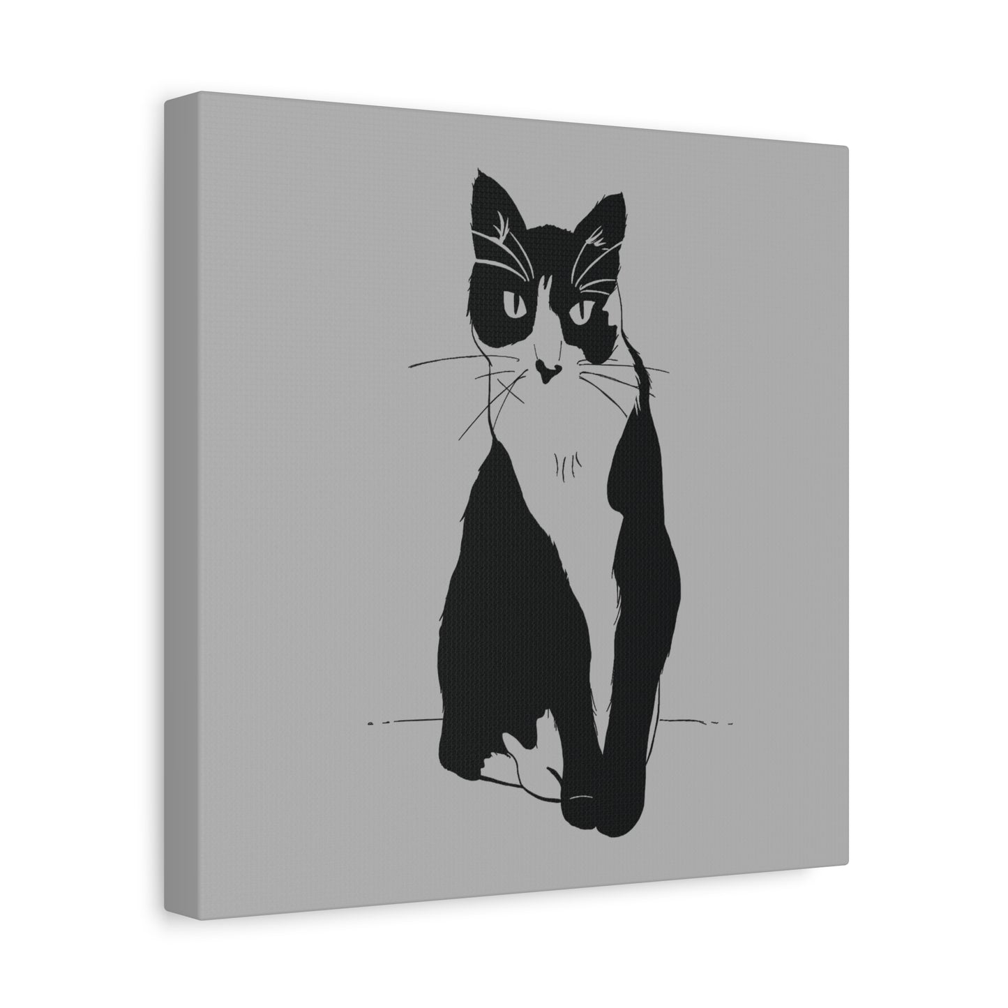 Cat Canvas Print on Grey (Transparent Style Cat) - Cat Drawing Art