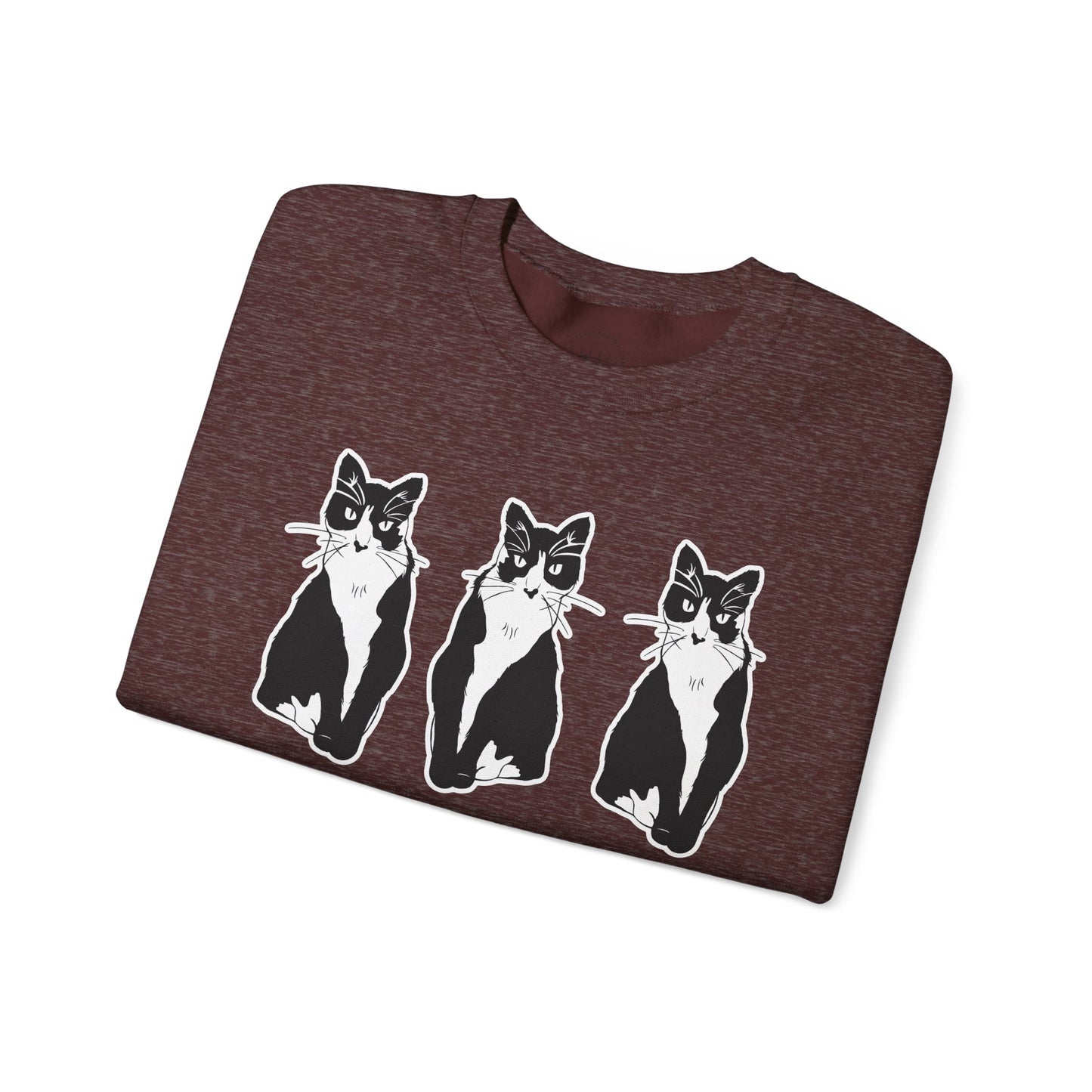 Cat x3 Sweatshirt (Sticker Style Cat) - Cat Drawing Sweatshirt