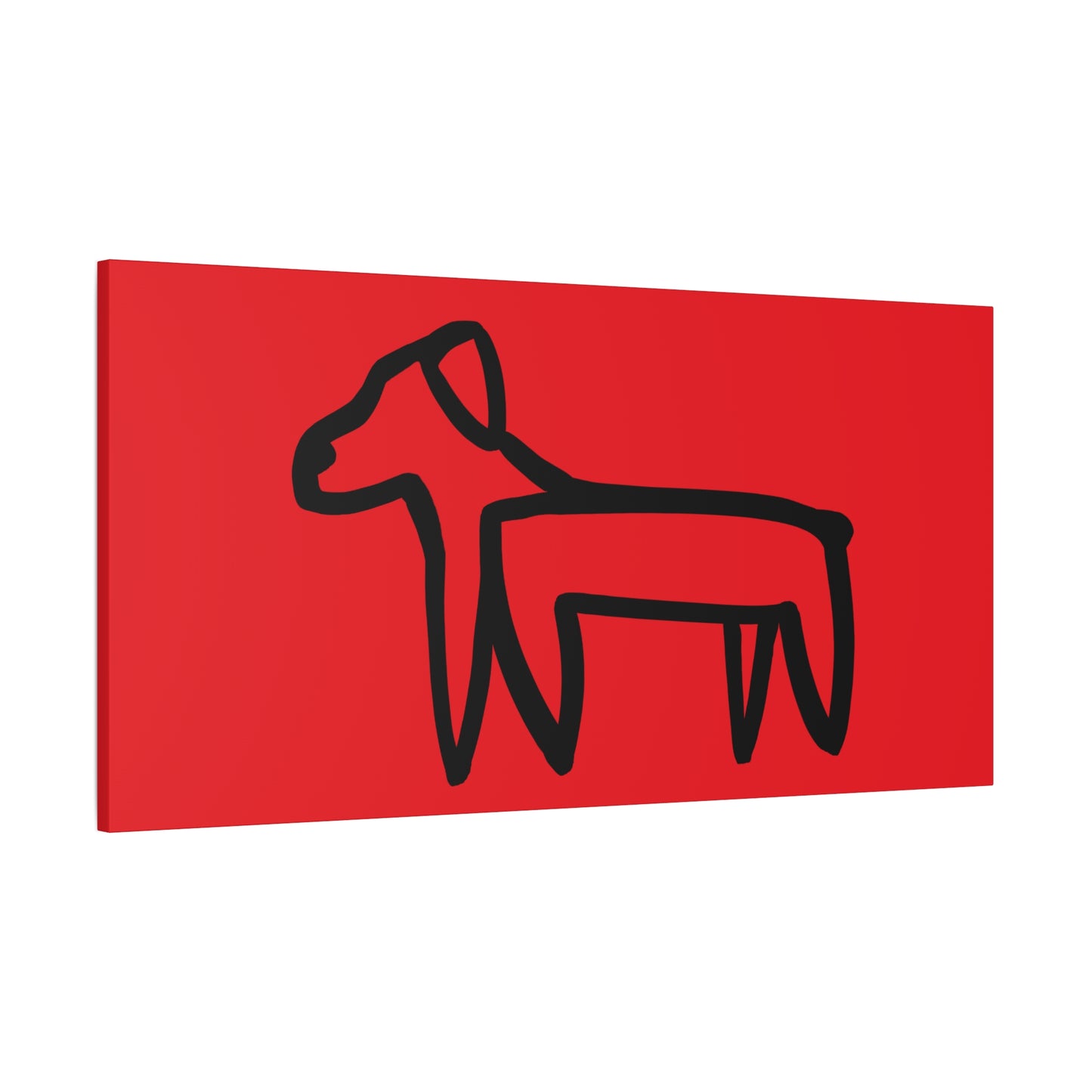 Dog Canvas Print on Red (Transparent Style Black Dog) - Dog Drawing Canvas