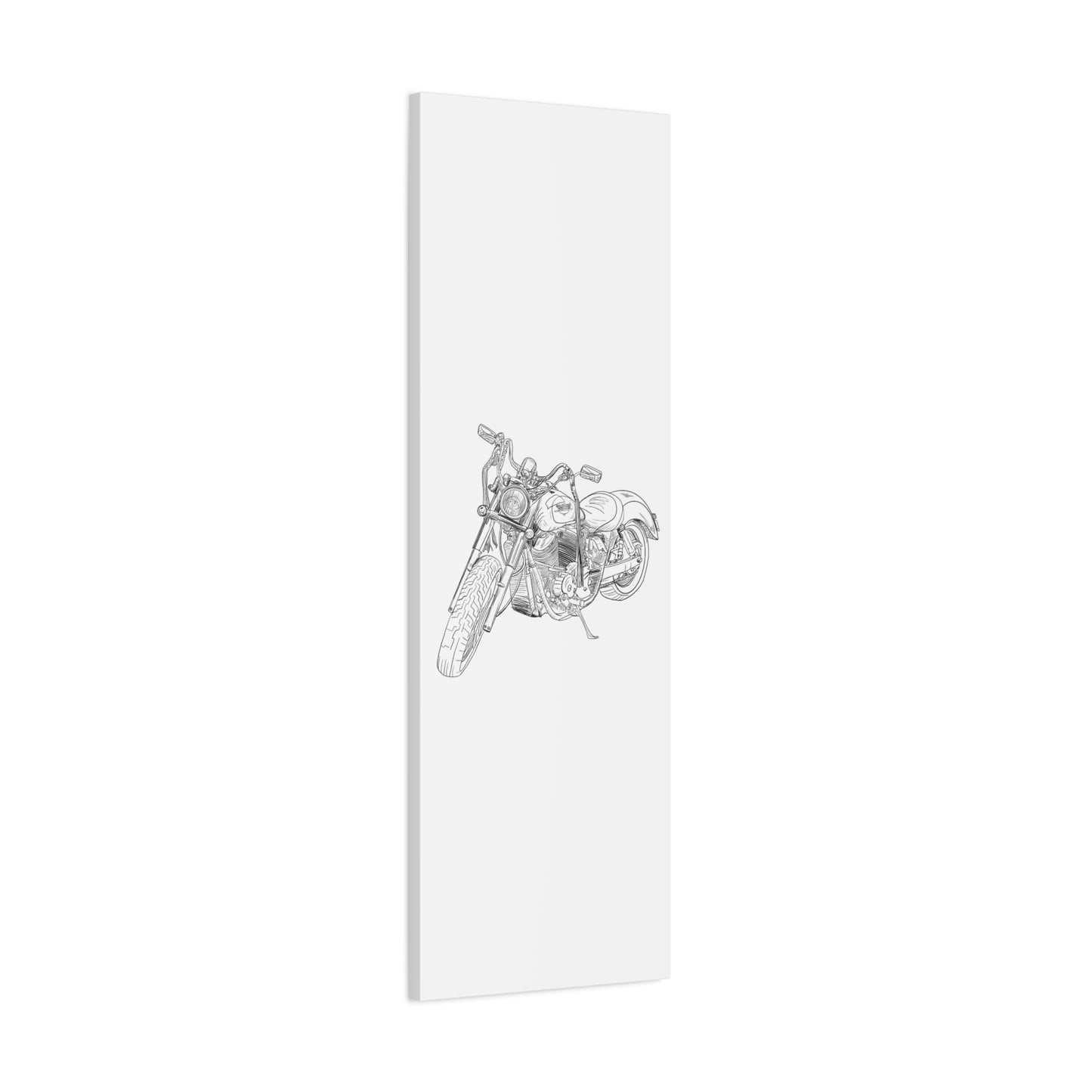 Ride Me Harley Motorcycle Sketch Canvas Print - Black Ink on White Background