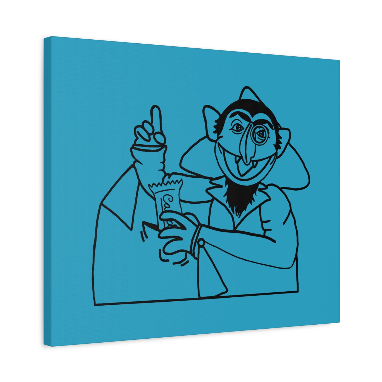 The Count Stealing Candy Outline Canvas Print Turquoise - Sesame Street The Count Art Print