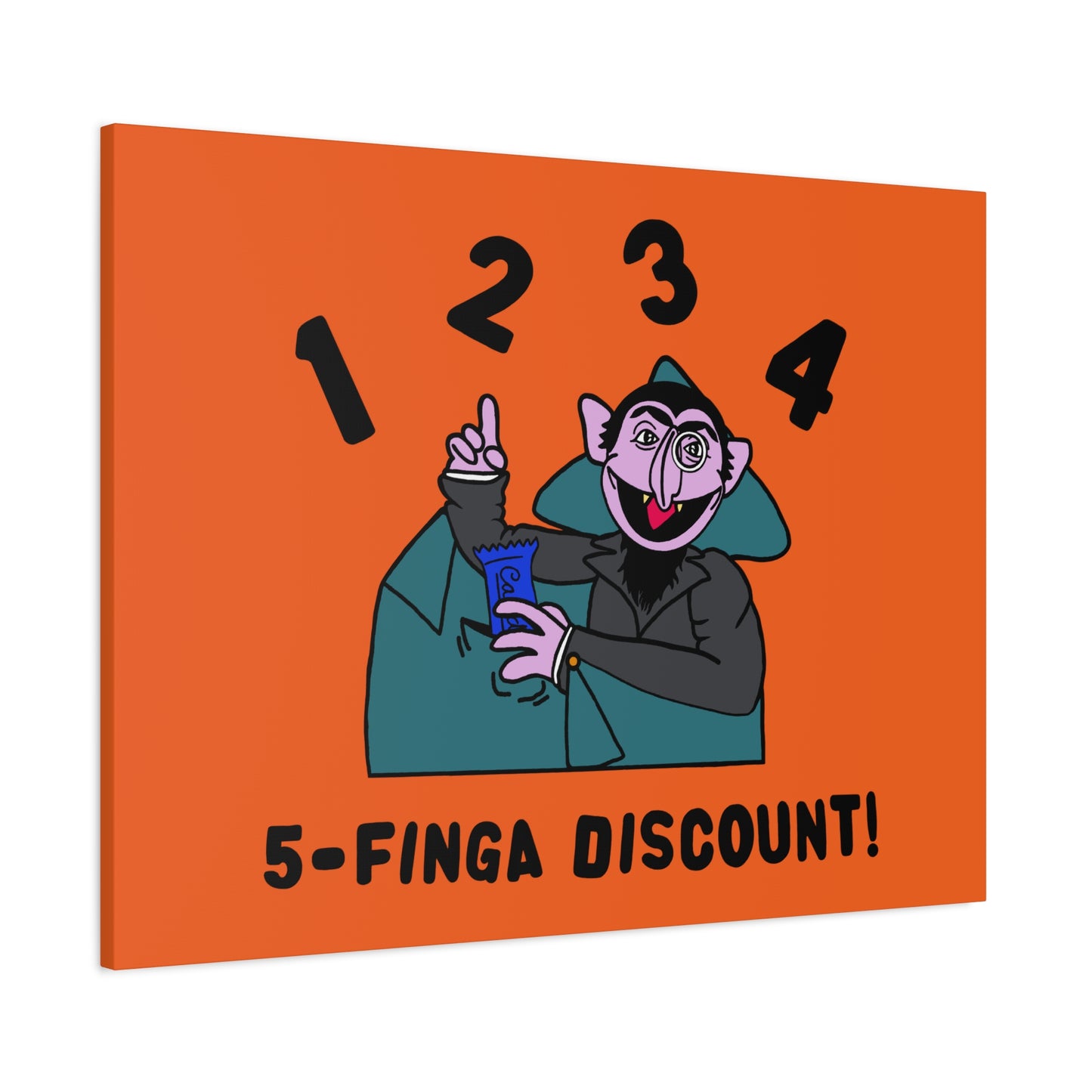 Five Finger Discount Canvas Print Orange - Sesame Street The Count Parody Art Print