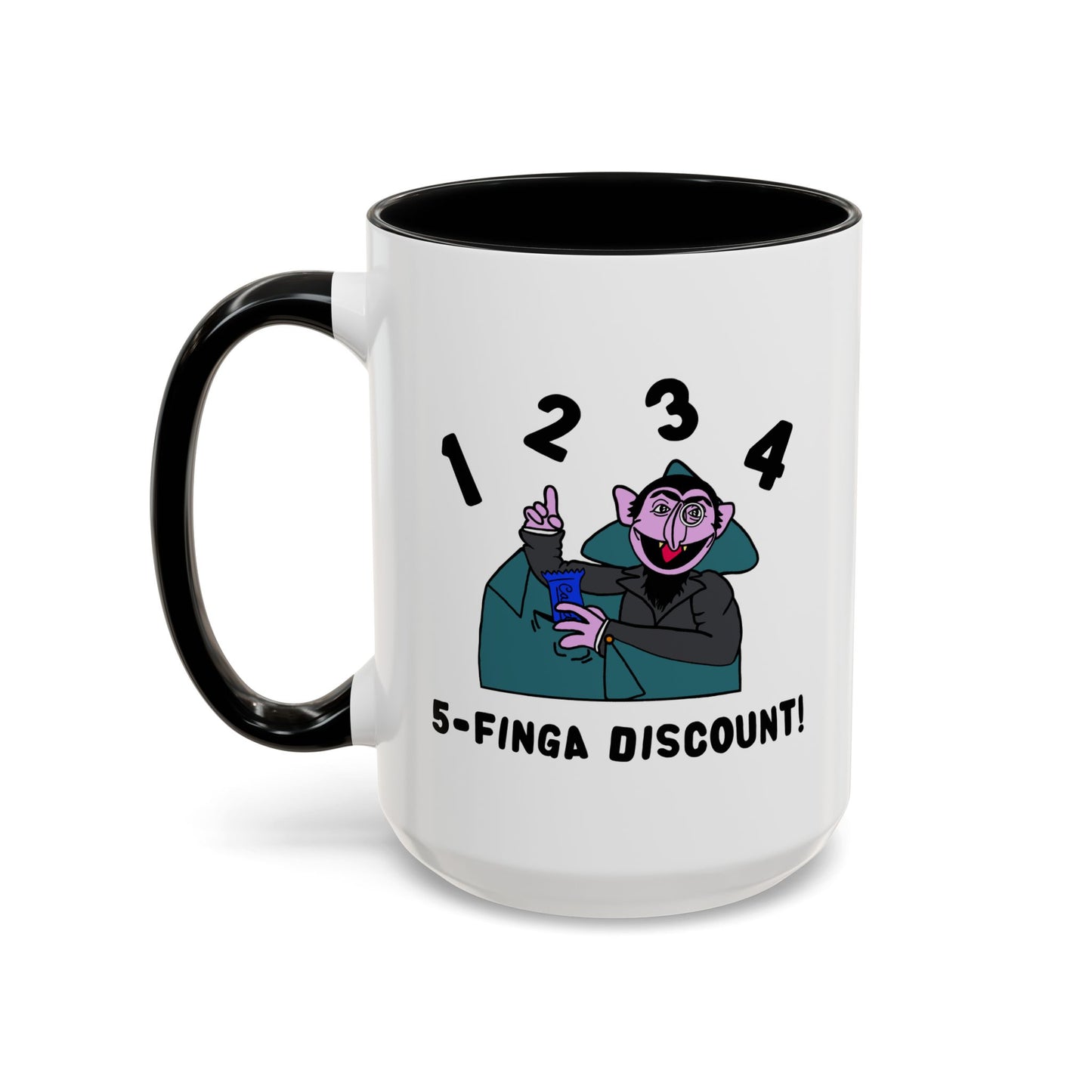 Five Finger Discount Accent Coffee Mug - Sesame Street The Count Parody Coffee Mug