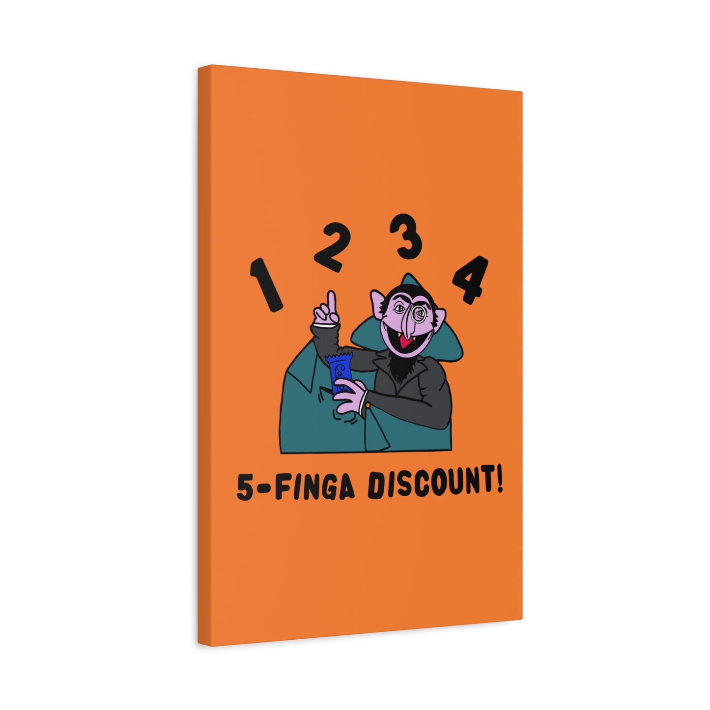 Five Finger Discount Canvas Print Light Orange - Sesame Street The Count Parody Art Print