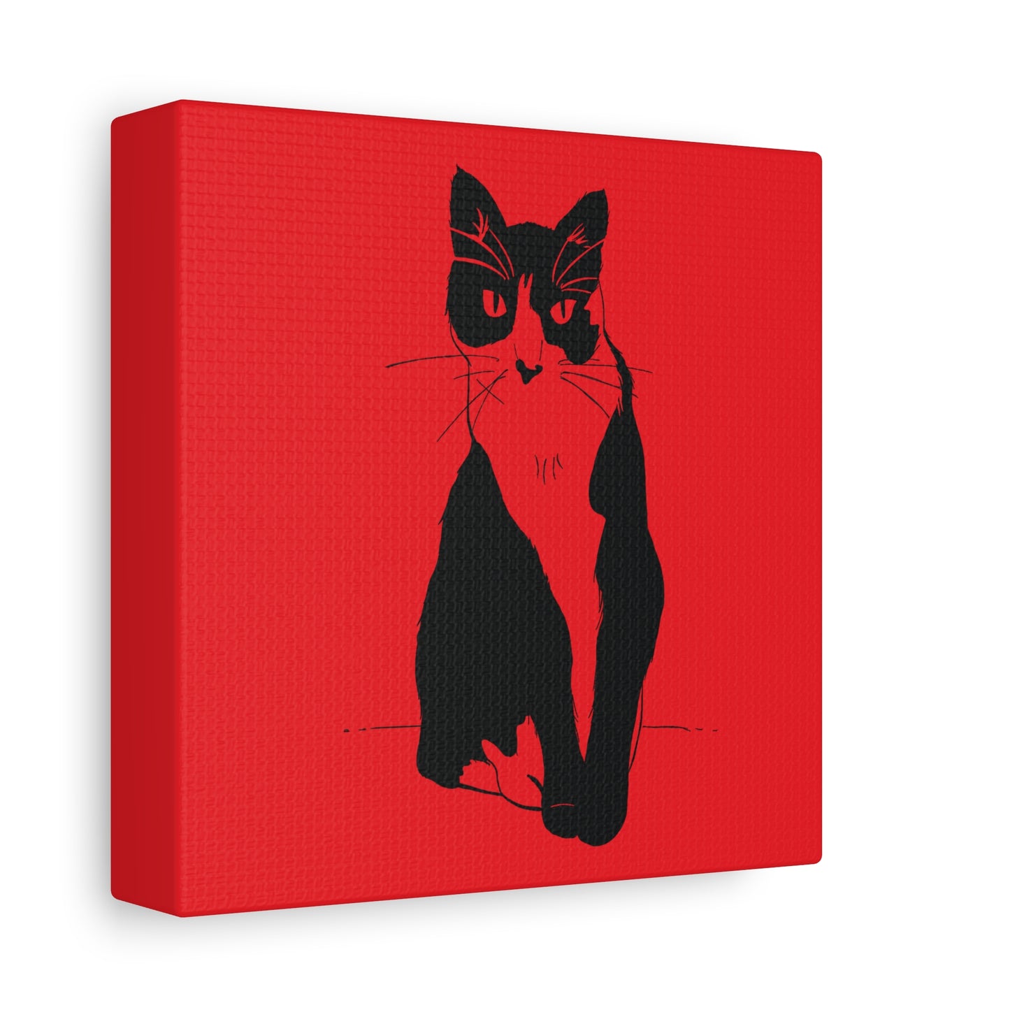 Cat Canvas Print on Red (Transparent Style Cat) - Cat Drawing Art
