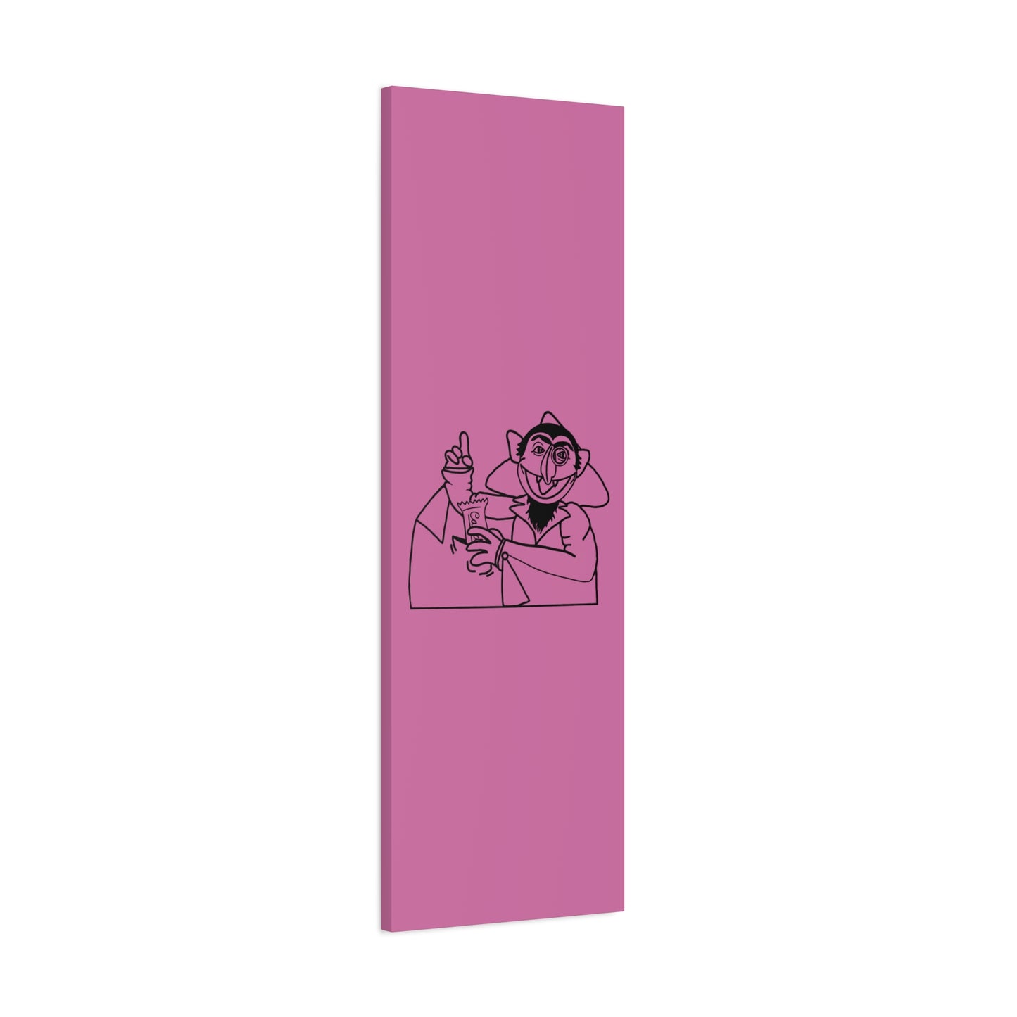 The Count Stealing Candy Outline Canvas Print Light Pink - Sesame Street The Count Parody Art