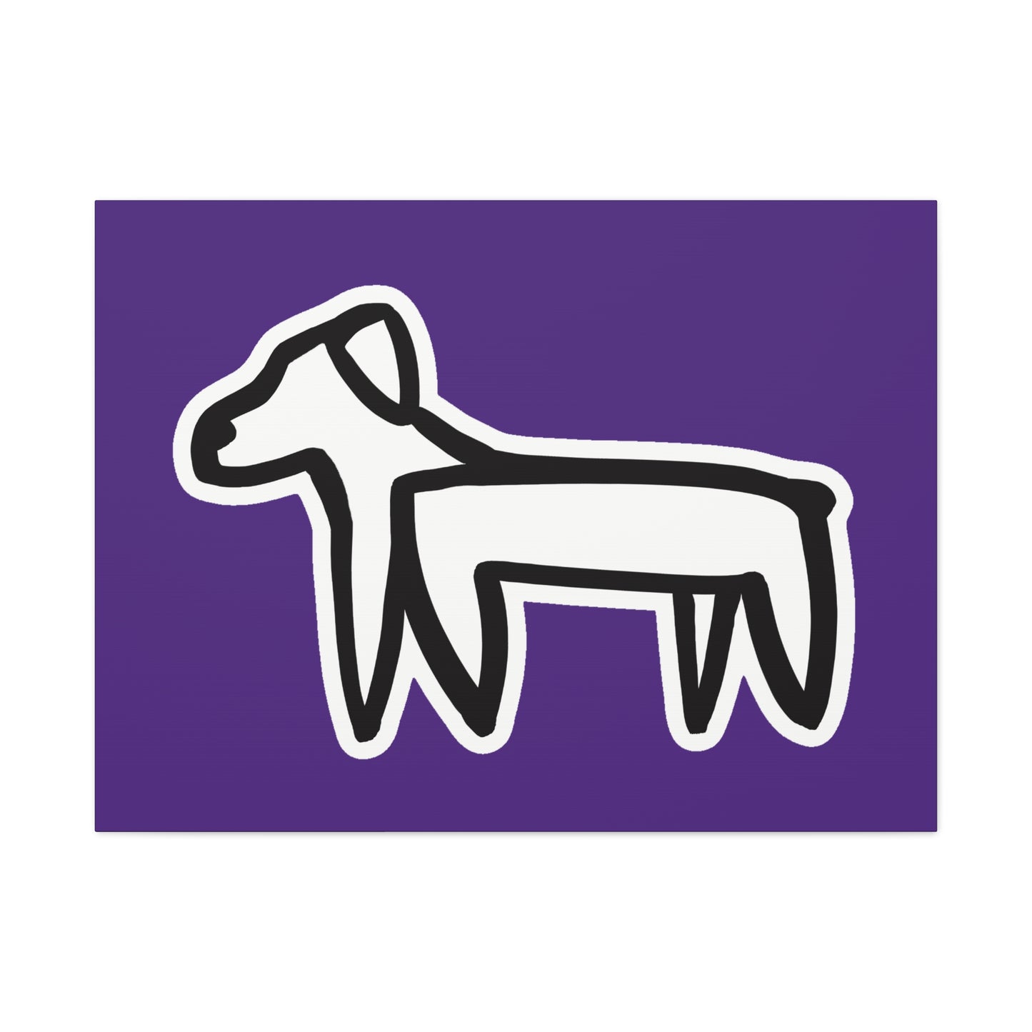 Dog Canvas Print on Purple (Sticker Style White Dog) - Dog Art Print