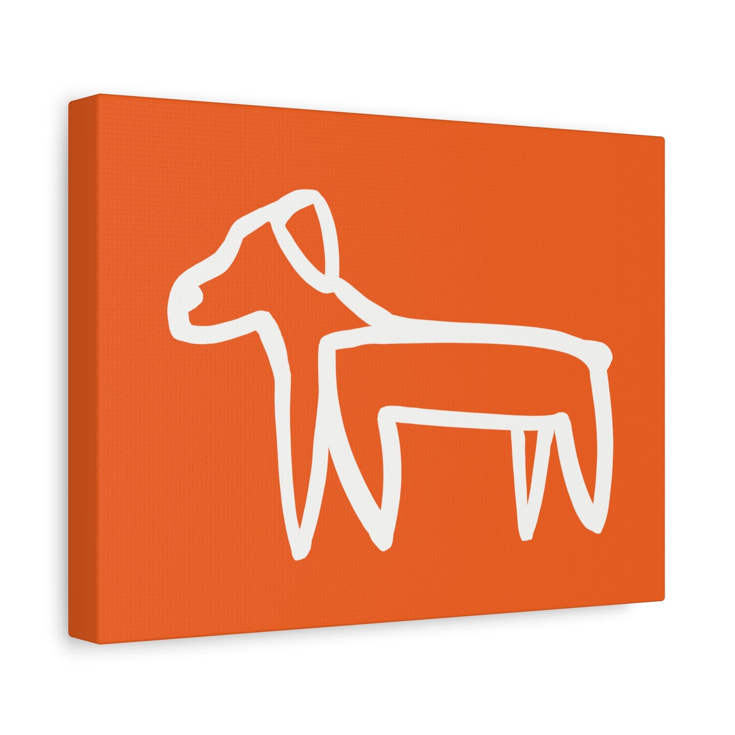 Dog Canvas Print on Orange (Transparent Style White Dog) - Dog Art Print