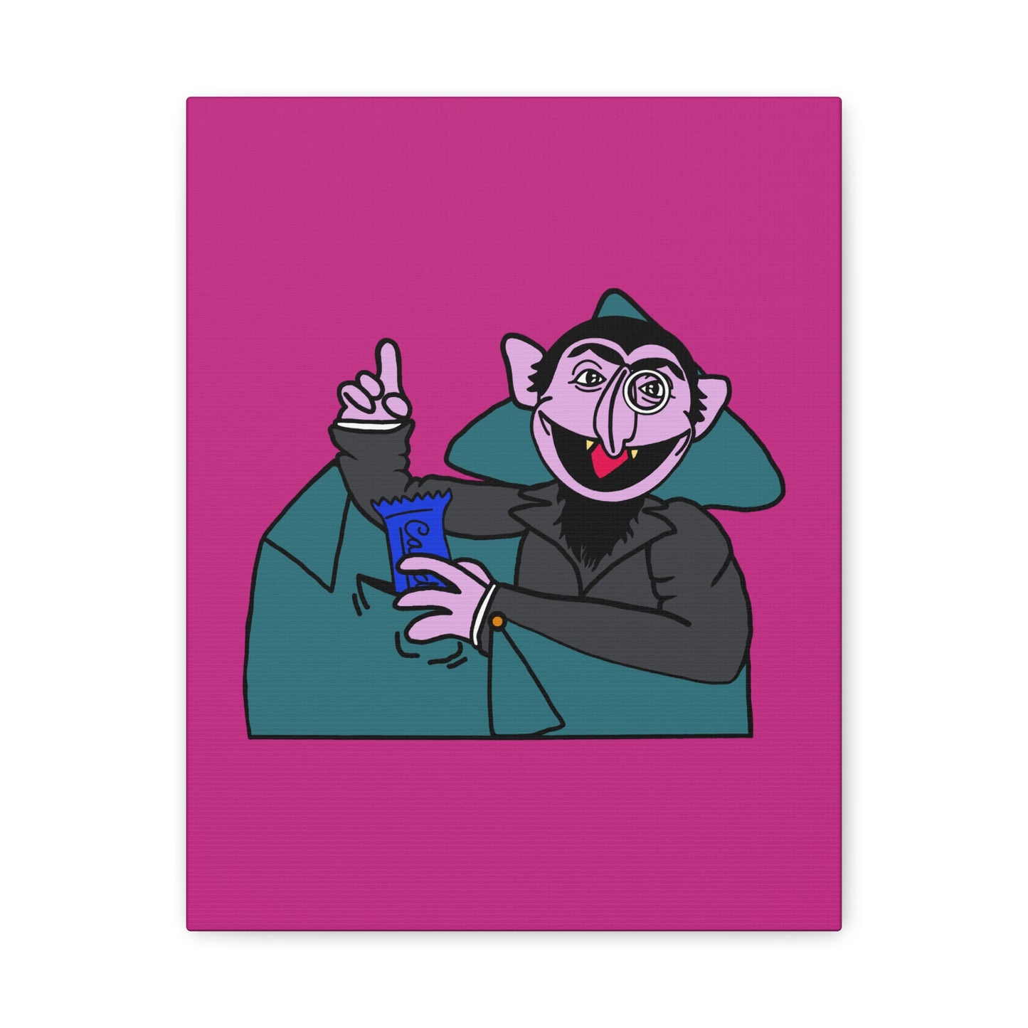 The Count Stealing Candy Canvas Print Pink - Sesame Street The Count Parody Art