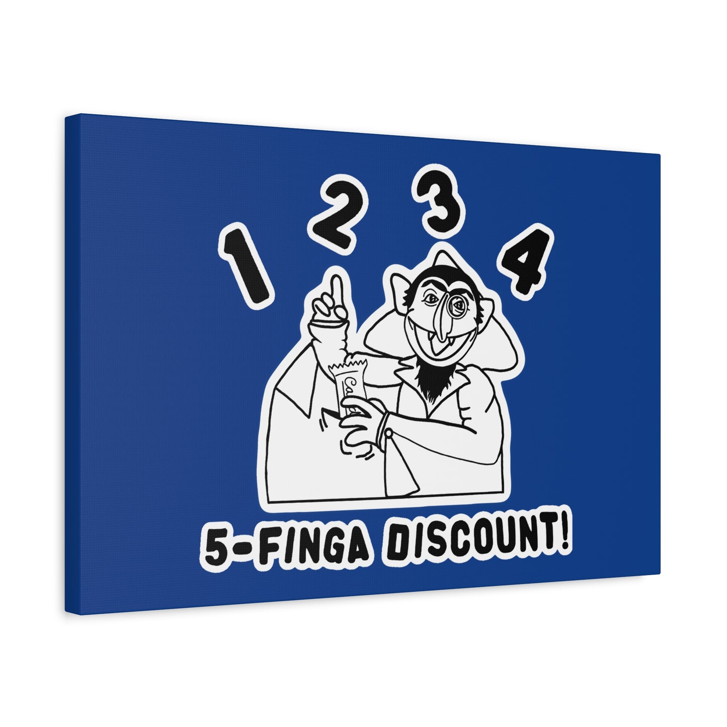 Five Finger Discount Outline Canvas Print Dark Blue - Sesame Street The Count Parody Art Print