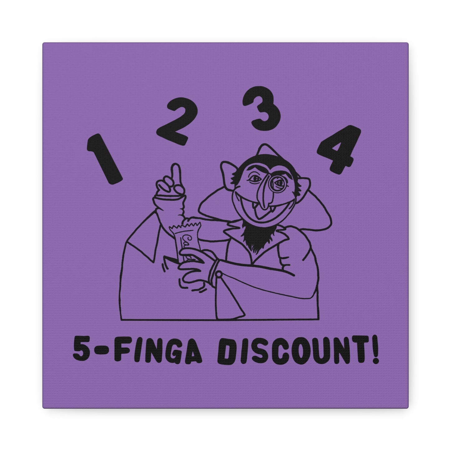 Five Finger Discount Outline Canvas Print Light Purple - Sesame Street The Count Parody Art Print