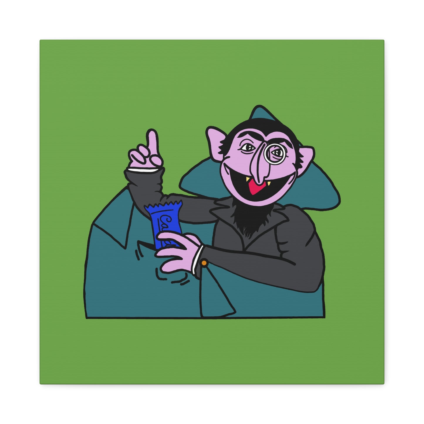 The Count Stealing Candy Canvas Print Green - Sesame Street The Count Parody Art