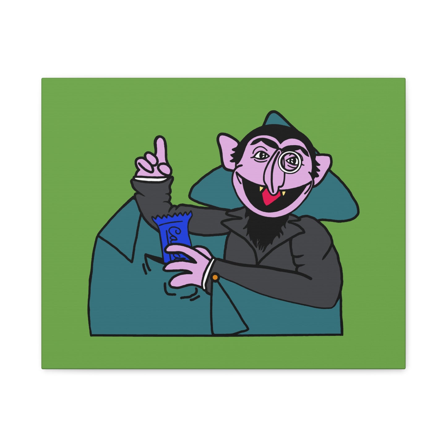 The Count Stealing Candy Canvas Print Green - Sesame Street The Count Parody Art