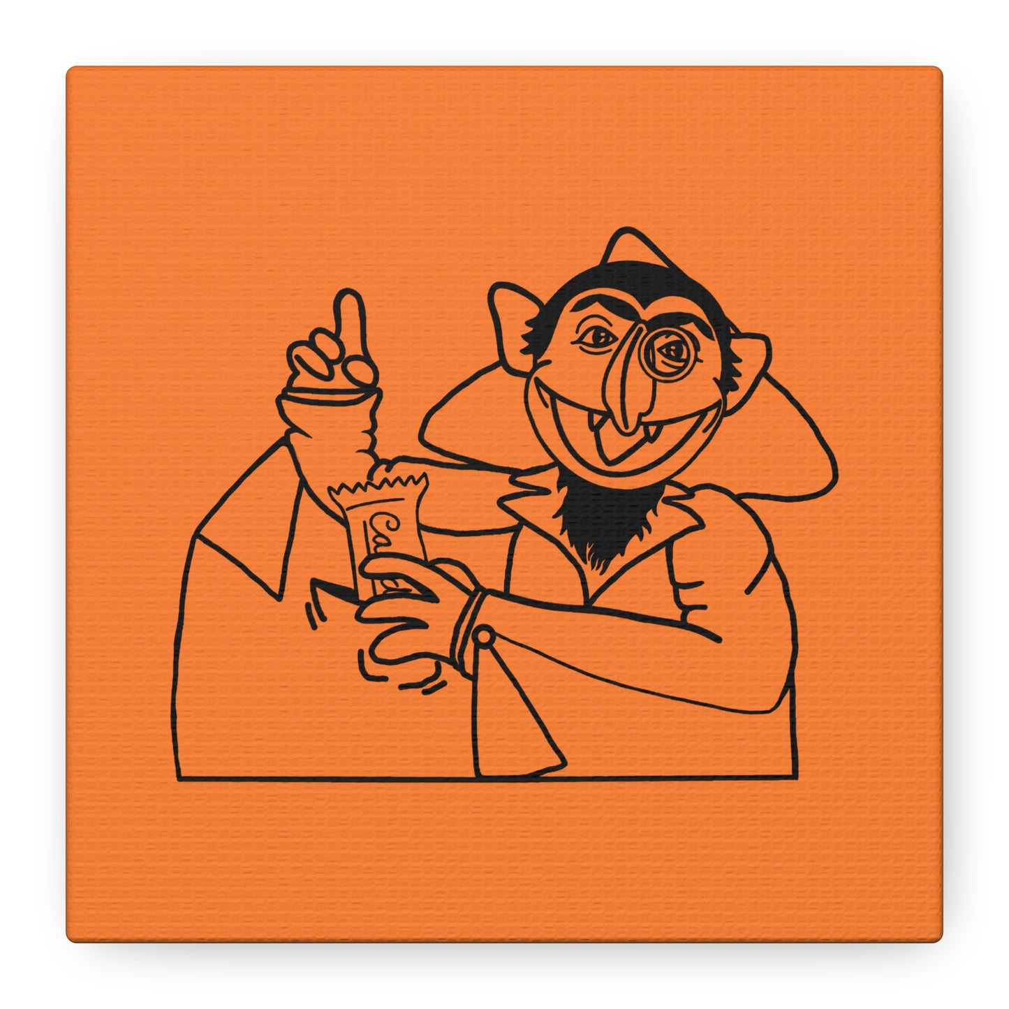 The Count Stealing Candy Outline Canvas Print Light Orange - Sesame Street The Count Parody Art