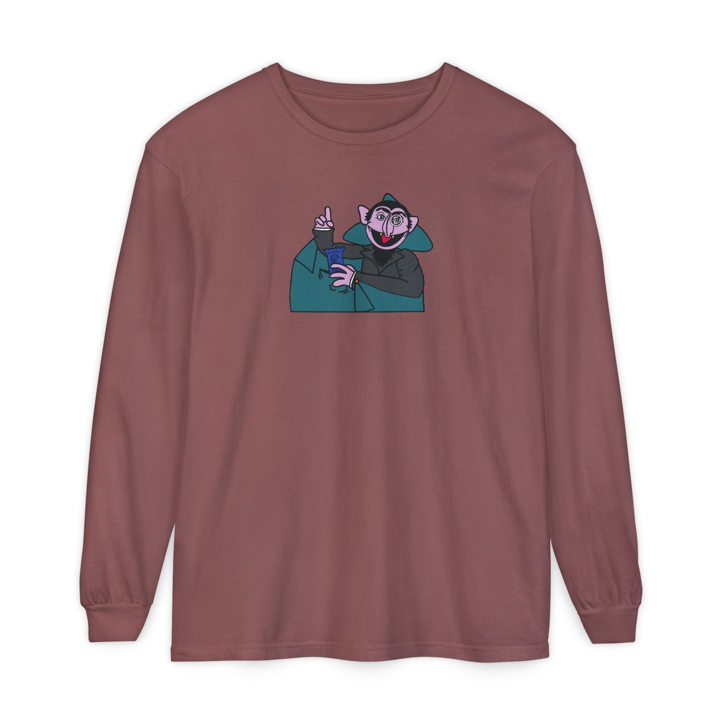 The Count Stealing Candy Long Sleeve - Sesame Street The Count Parody Long Sleeve Shirt
