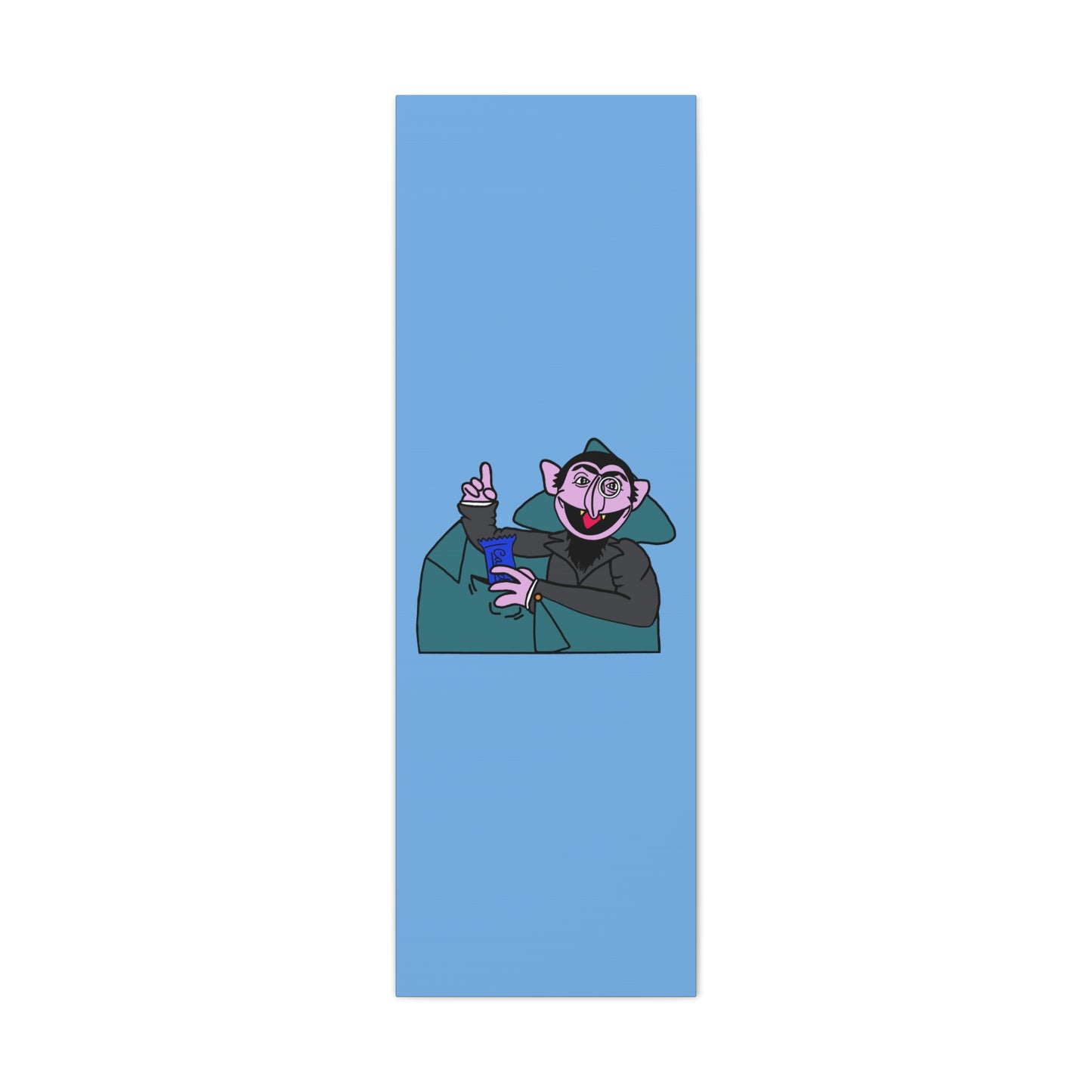 The Count Stealing Candy Canvas Print Light Blue - Sesame Street The Count Parody Art