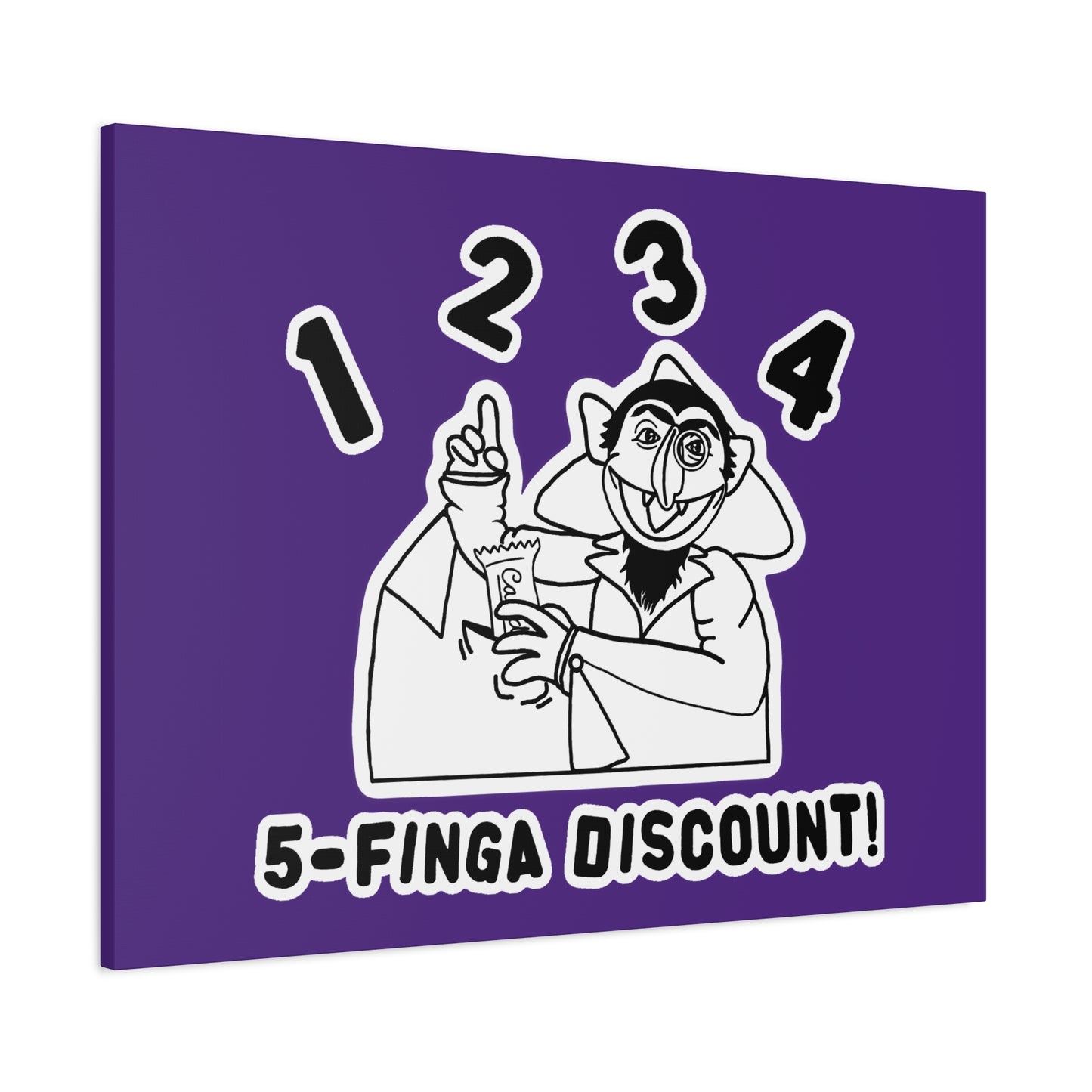 Five Finger Discount Outline Canvas Print Purple - Sesame Street The Count Parody Art Print