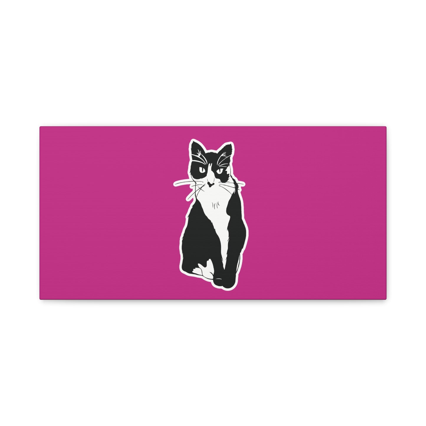 Cat Canvas on Pink (Sticker Style Cat) - Cat Drawing Art