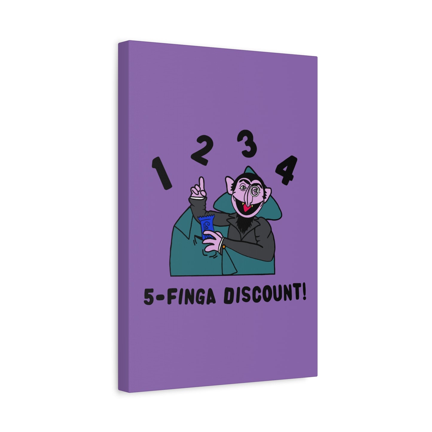 Five Finger Discount Canvas Print Light Purple - Sesame Street The Count Parody Art Print