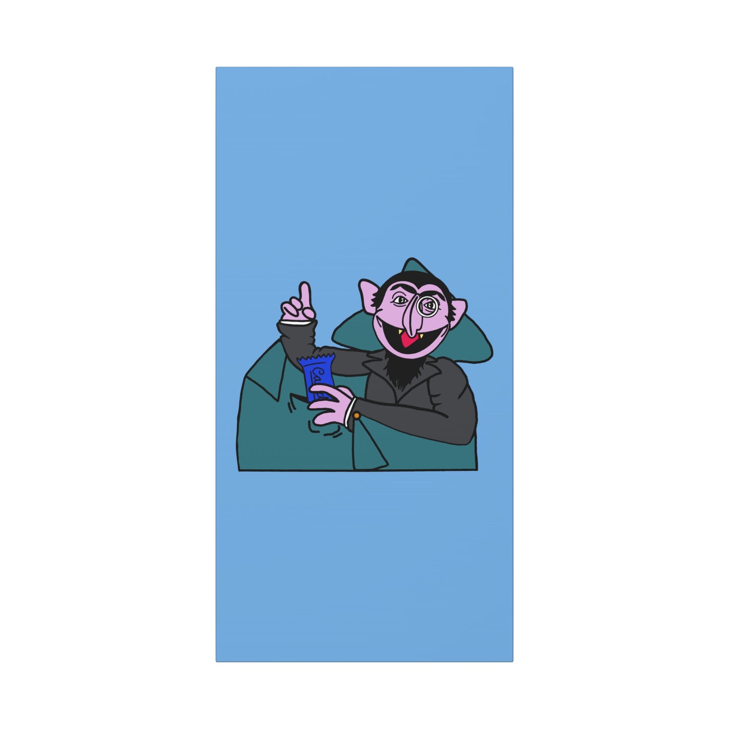 The Count Stealing Candy Canvas Print Light Blue - Sesame Street The Count Parody Art
