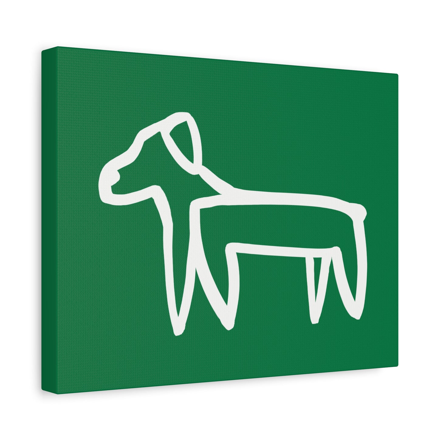 Dog Canvas Print on Green (Transparent Style White Dog) - Dog Art Print