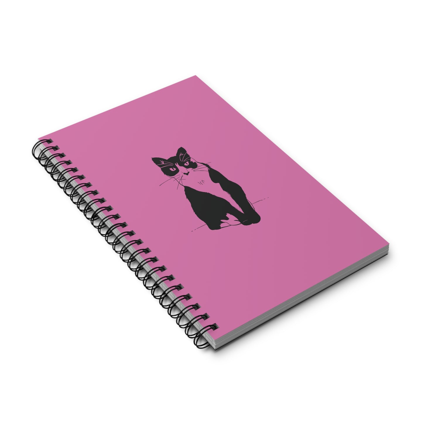 Cat Notebook in Light Pink (Transparent Style Cat) - Cat Spiral Notebook