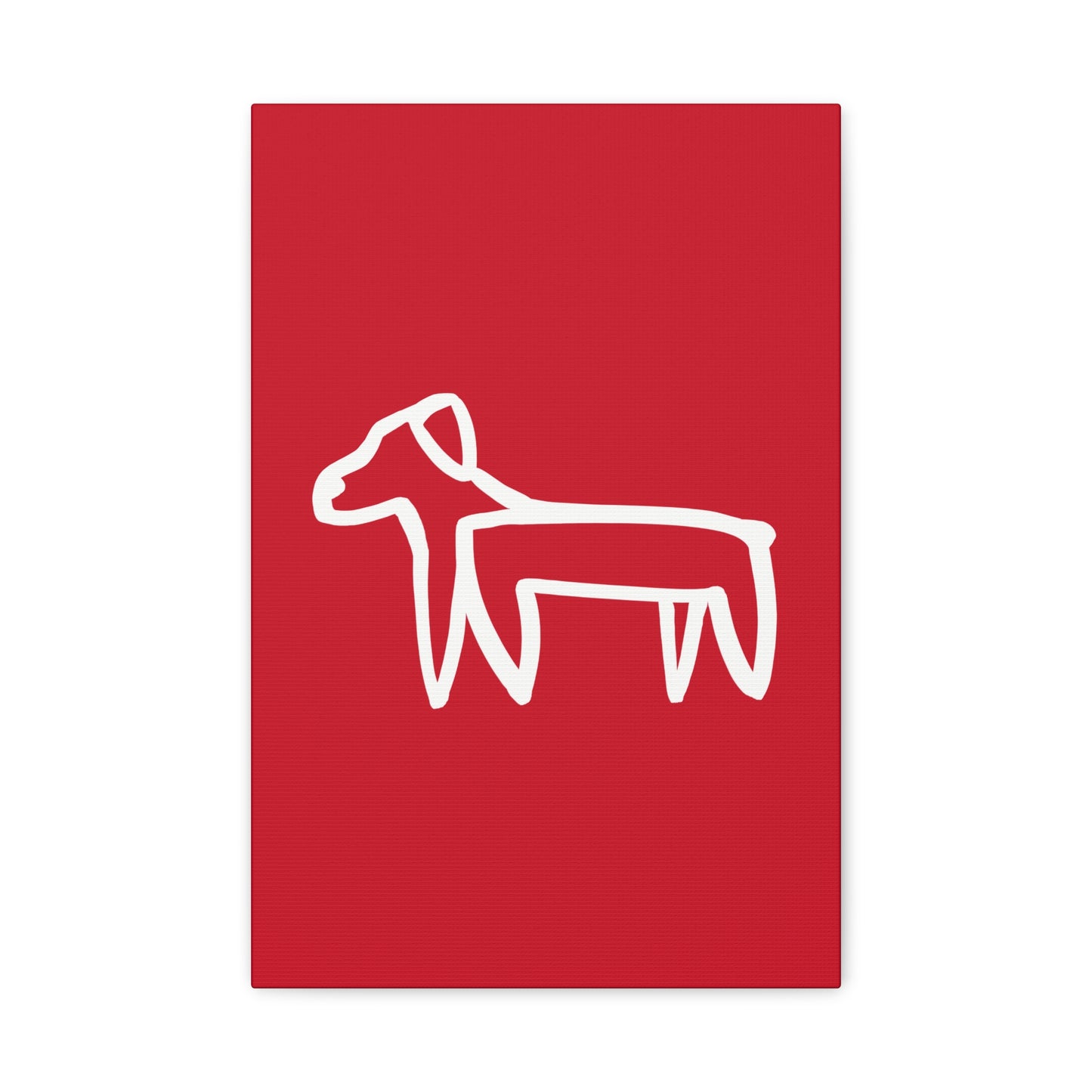 Dog Canvas Print on Red (Transparent Style White Dog) - Dog Art Print