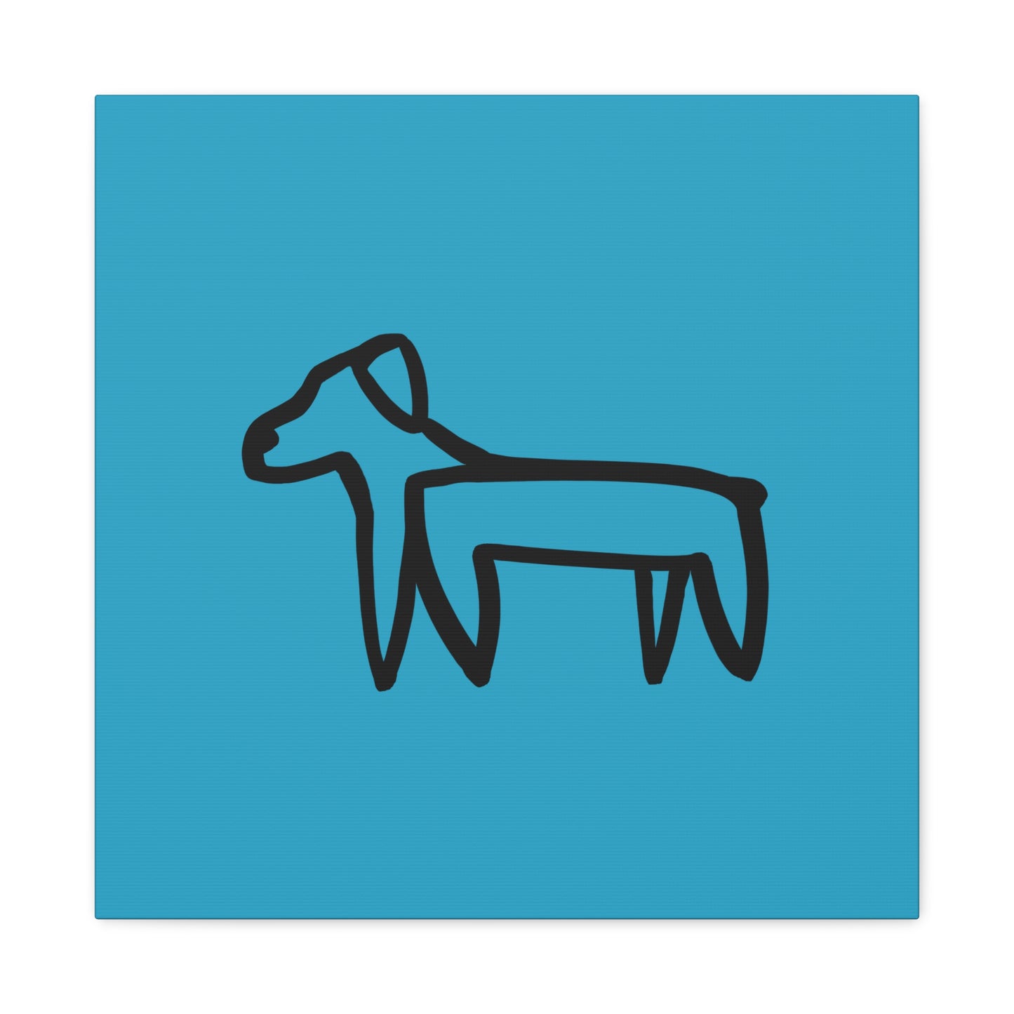 Dog Canvas Print on Turquoise (Transparent Style Black Dog) - Dog Drawing Canvas