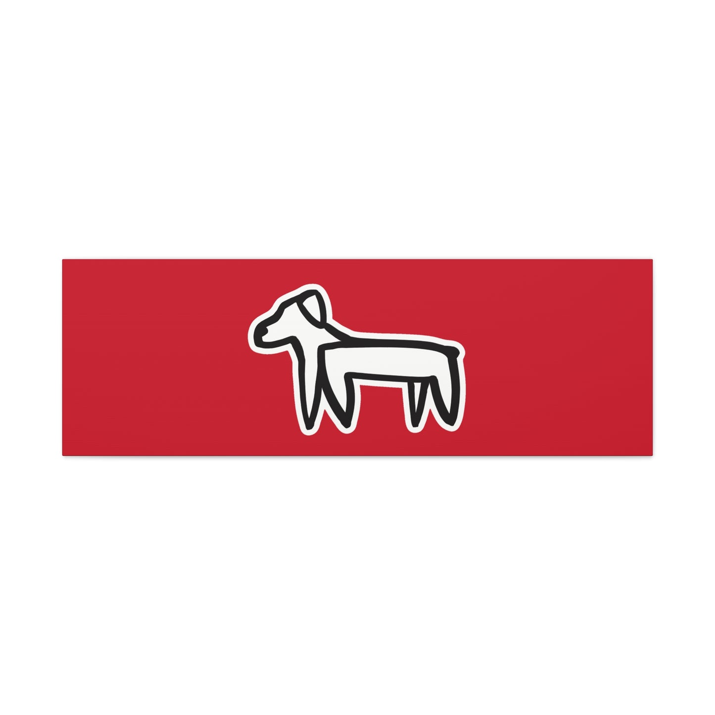 Dog Canvas Print on Red (Sticker Style White Dog) - Dog Art Print
