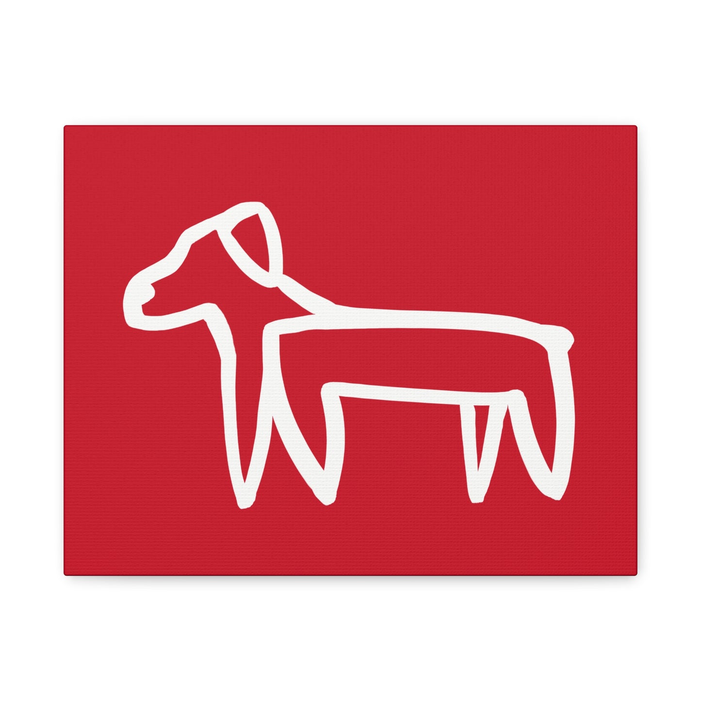 Dog Canvas Print on Red (Transparent Style White Dog) - Dog Art Print