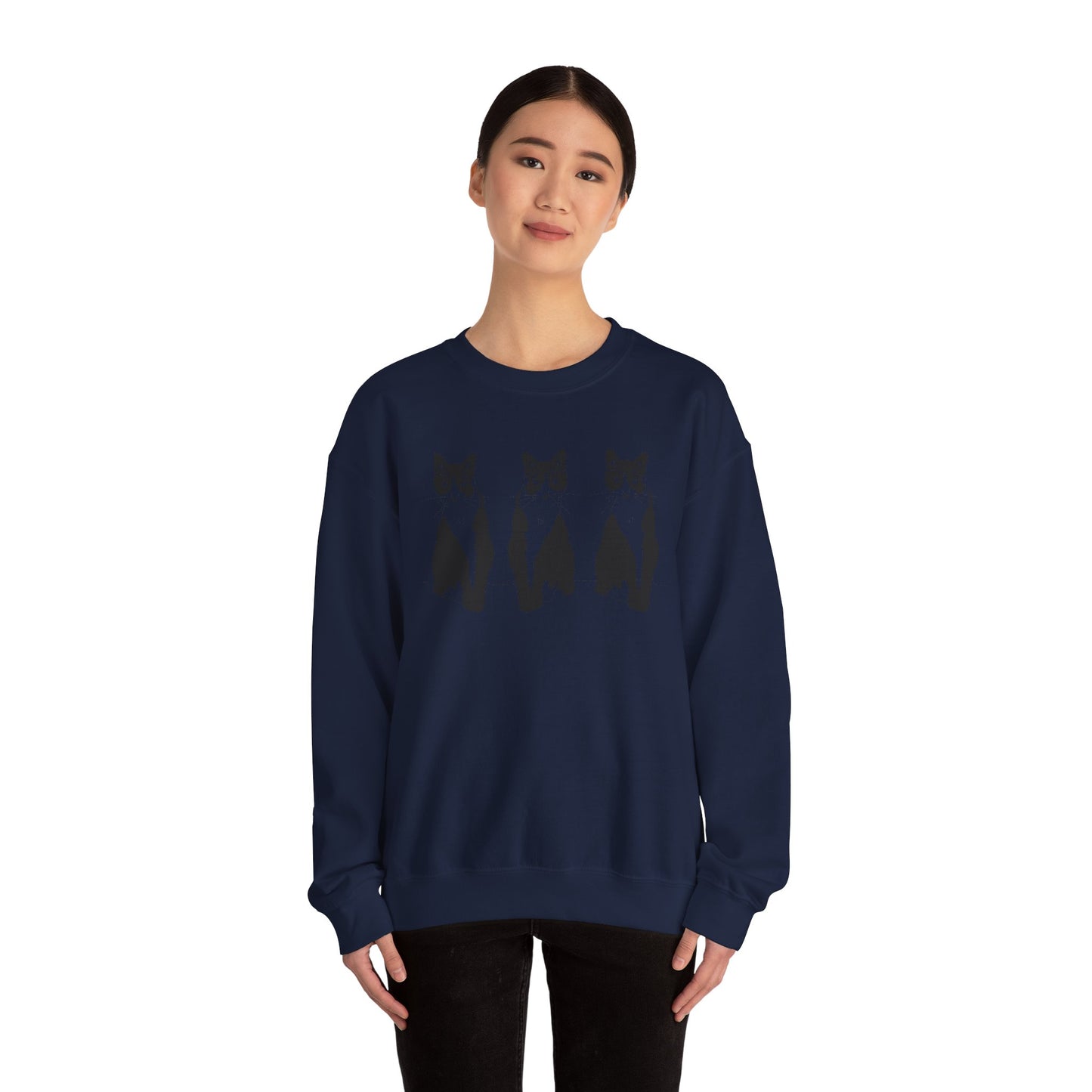 Cat x3 Sweatshirt (Transparent Style Cat) - Cat Drawing Sweatshirt